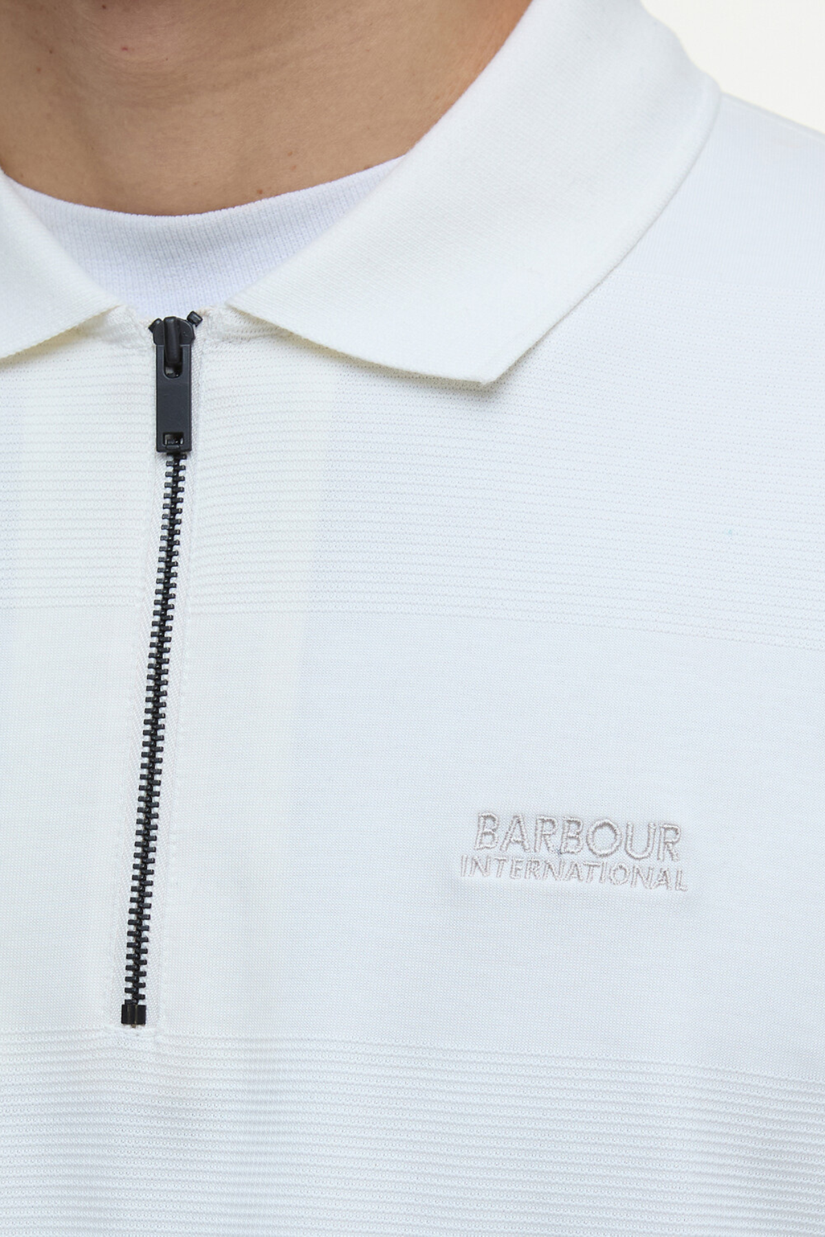 B.Intl Chapter Jacquard Texture Polo Yaka WH32 Whisper White