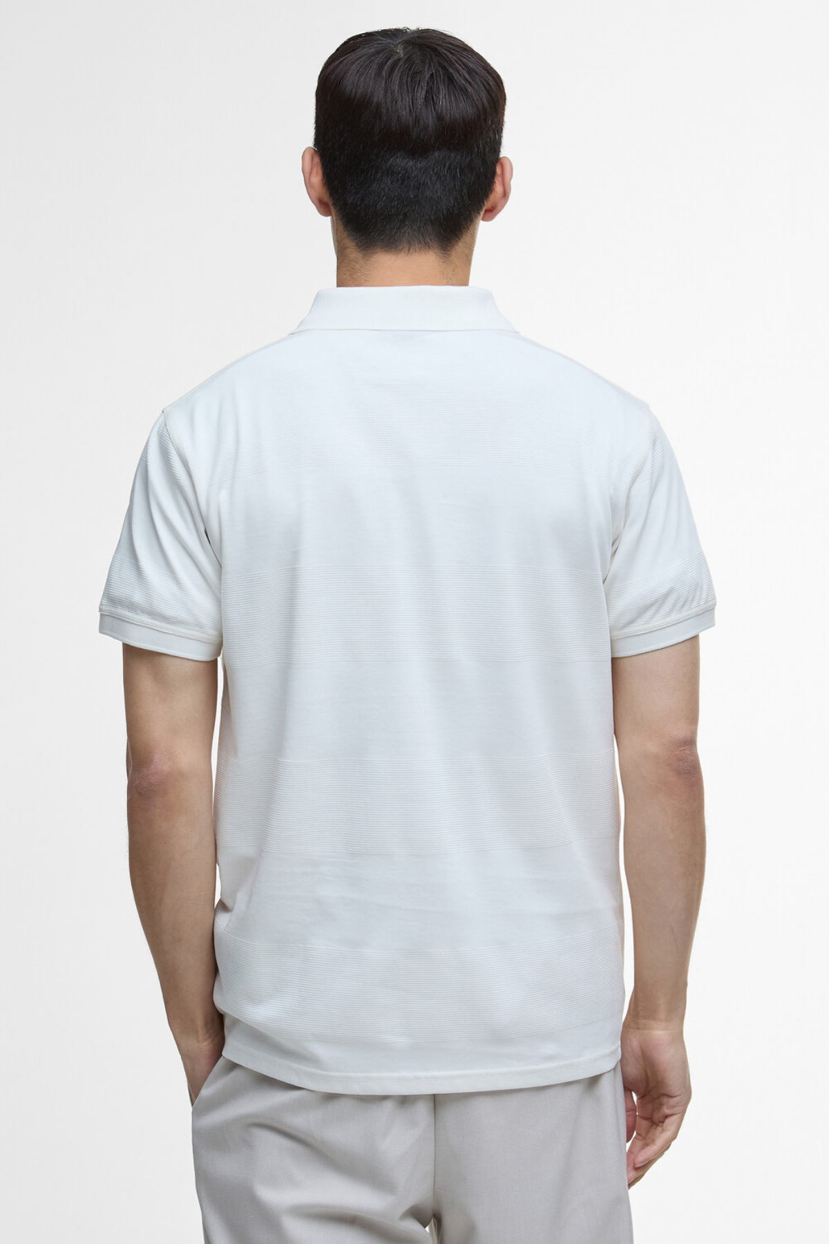 B.Intl Chapter Jacquard Texture Polo Yaka WH32 Whisper White