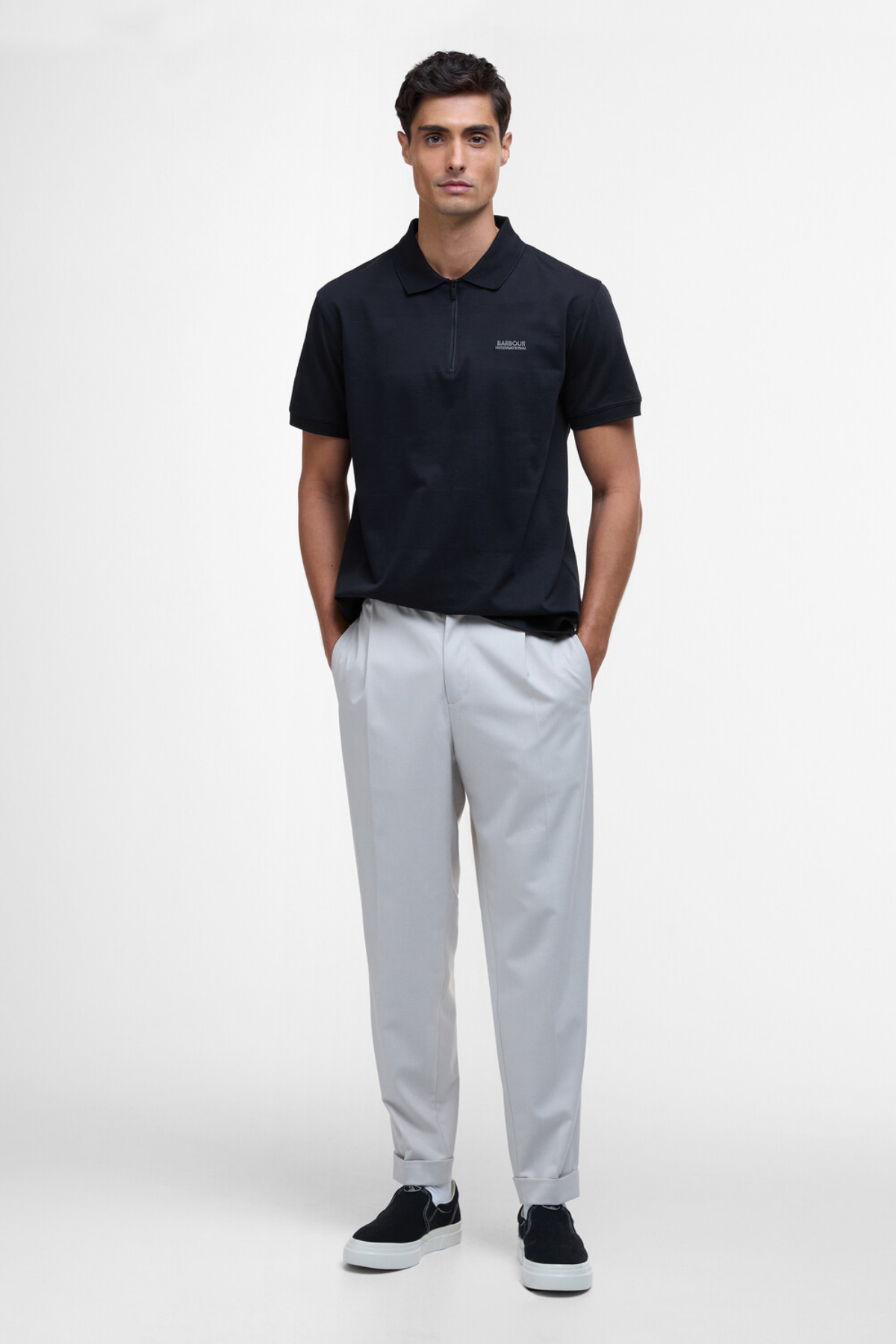 B.Intl Chapter Jacquard Texture Polo Yaka BK11 Black