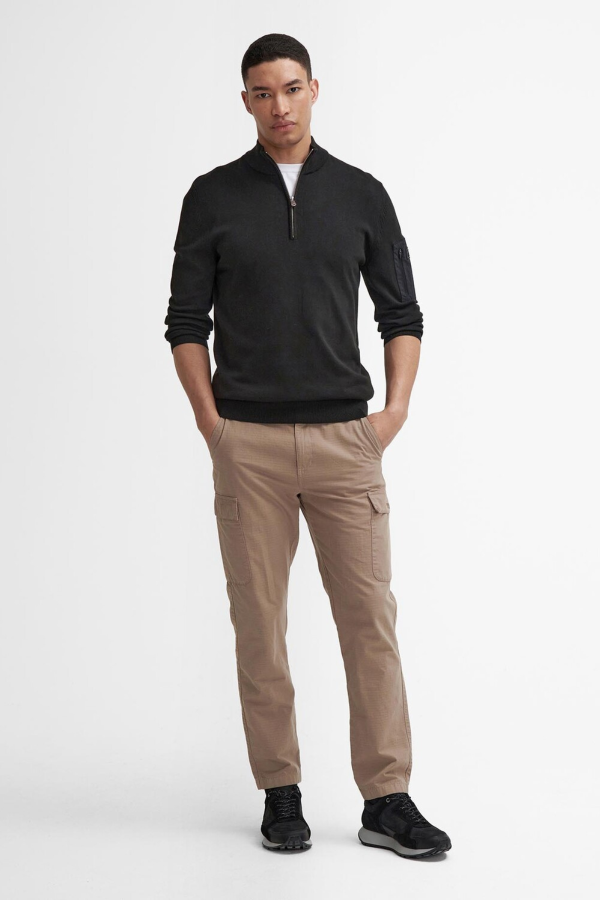 B.Intl Blades Pamuklu Yarım Fermuarlı Kazak BK11 Black