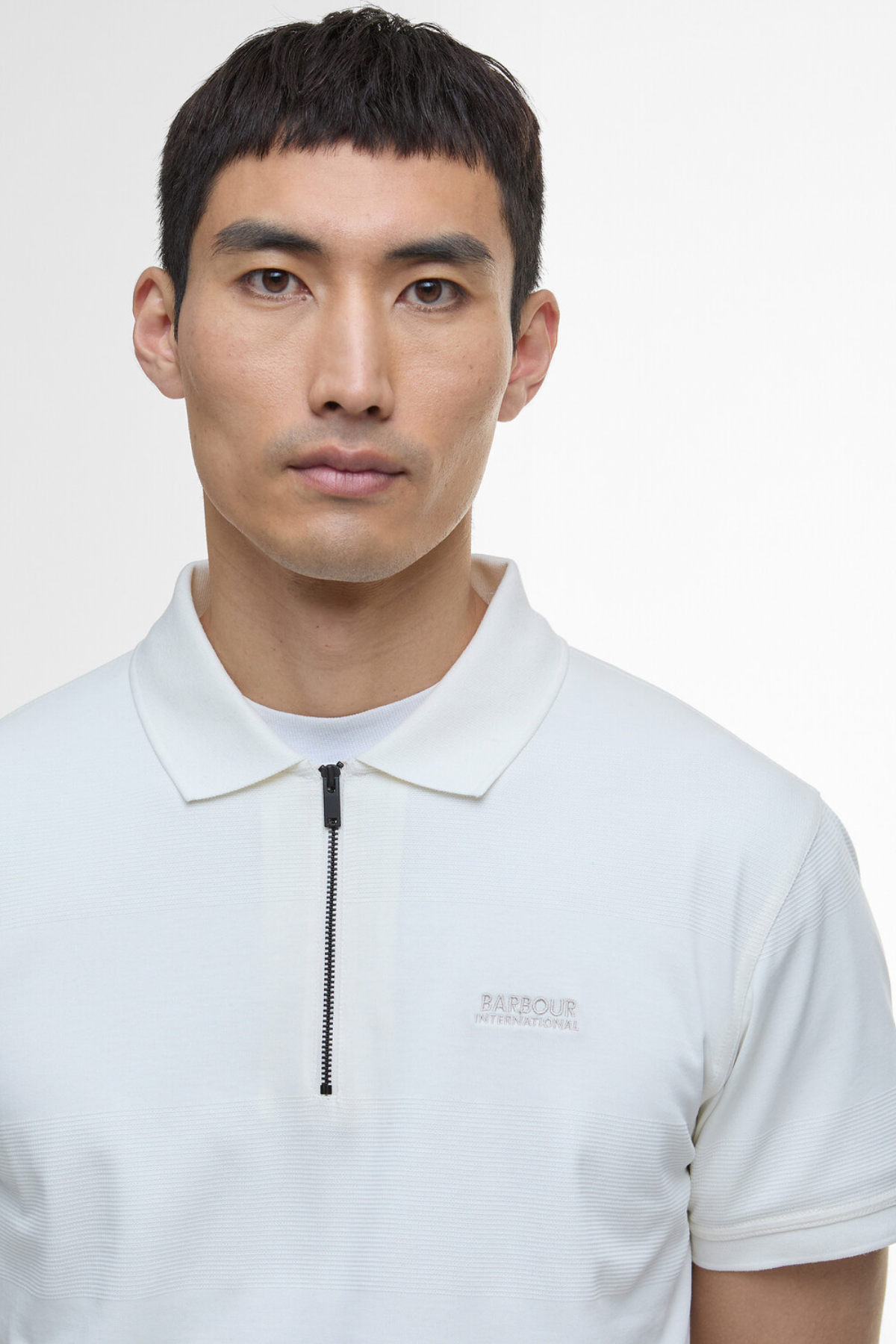 B.Intl Chapter Jacquard Texture Polo Yaka WH32 Whisper White