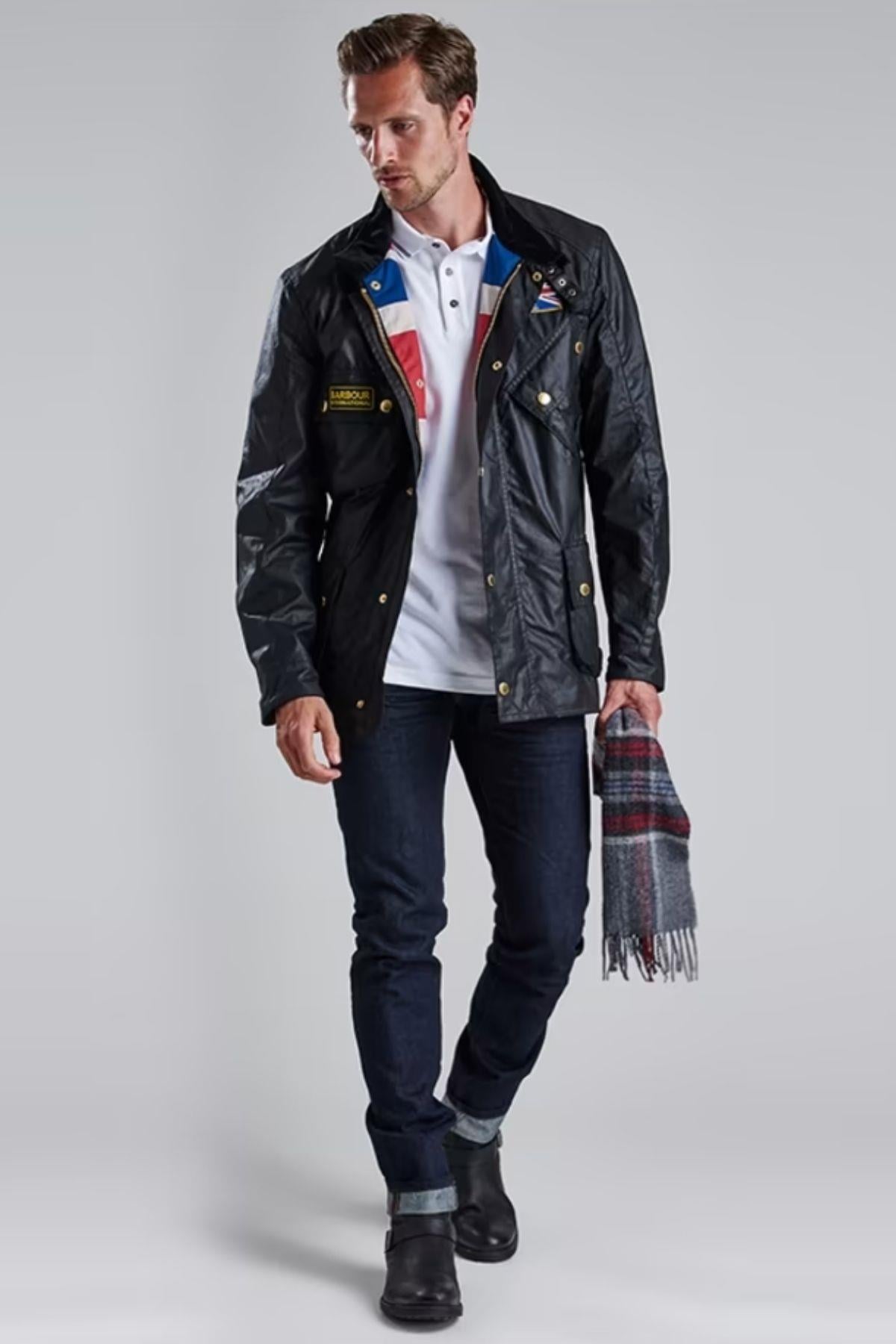 B.Intl Union Jack International Yağlı Ceket BK91 Black