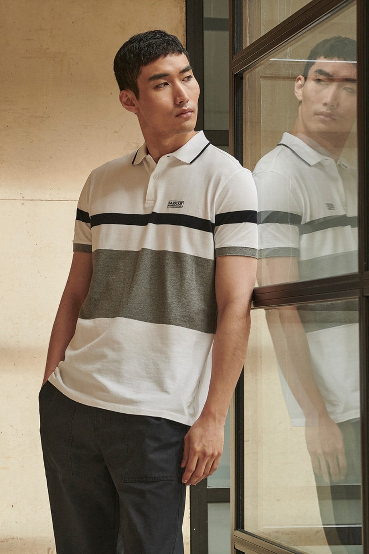 B.Intl Clax Stipe Polo WH11 White