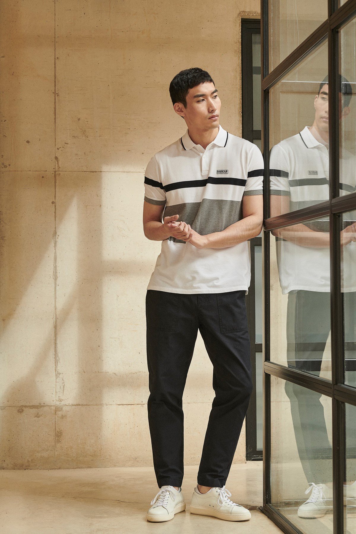 B.Intl Clax Stipe Polo WH11 White