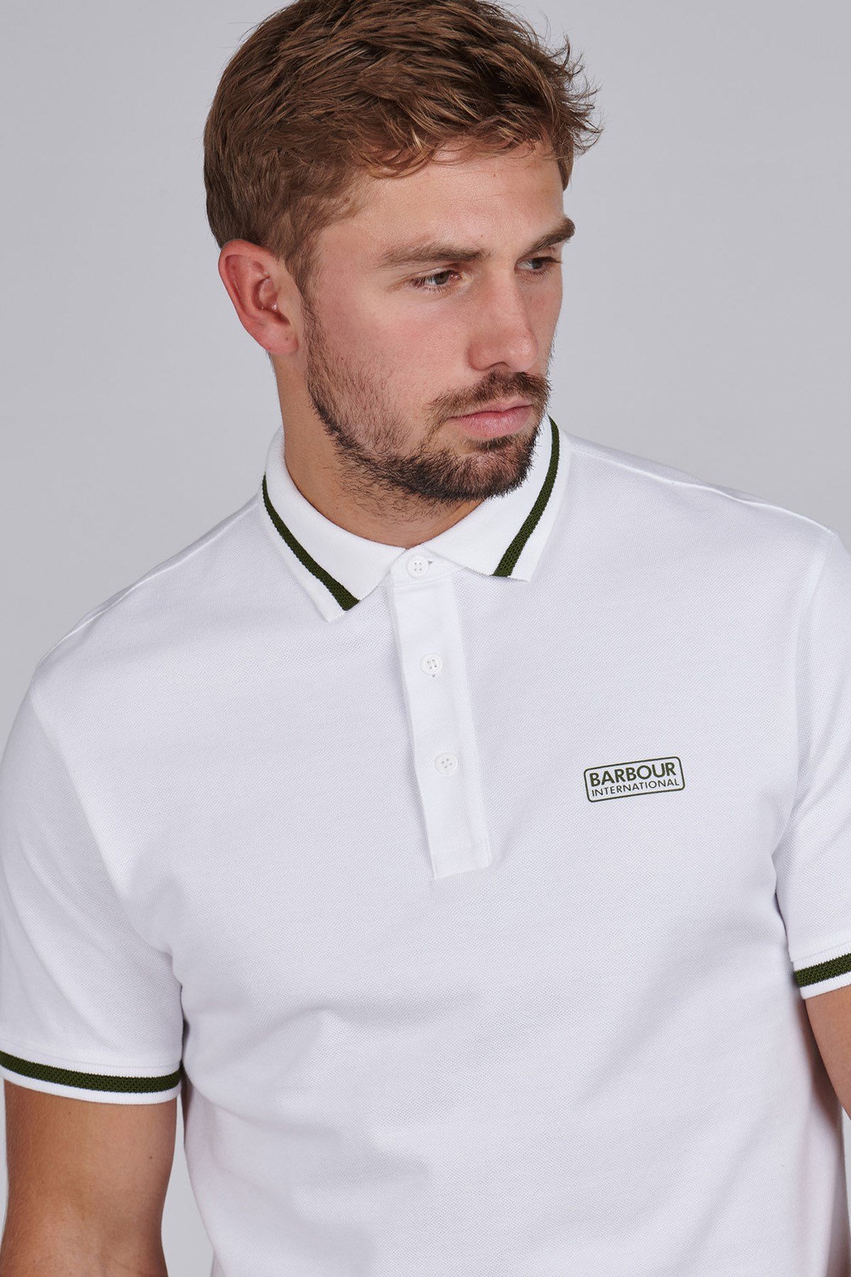 B.Intl Grid Tipped Polo WH11 White