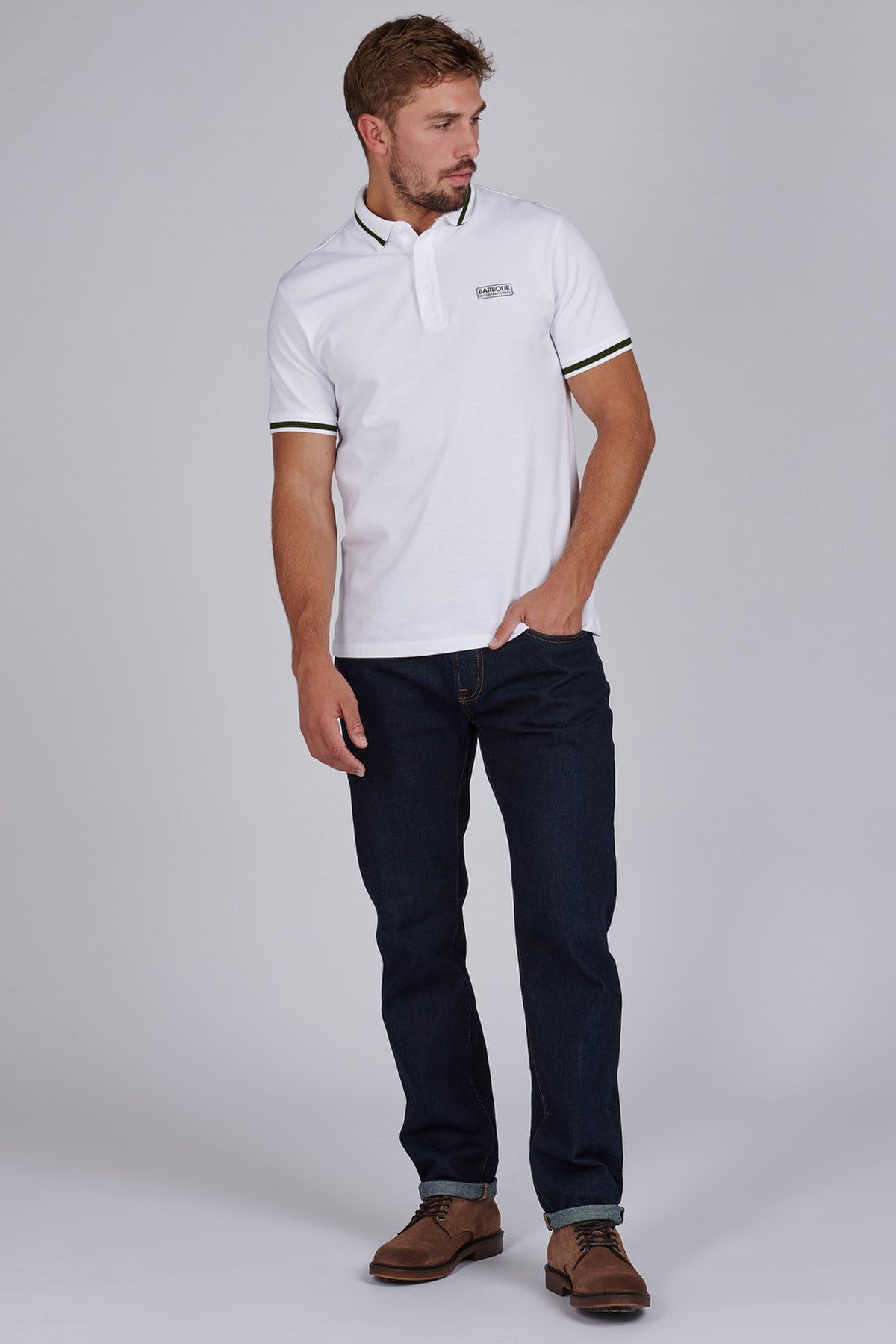 B.Intl Grid Tipped Polo WH11 White