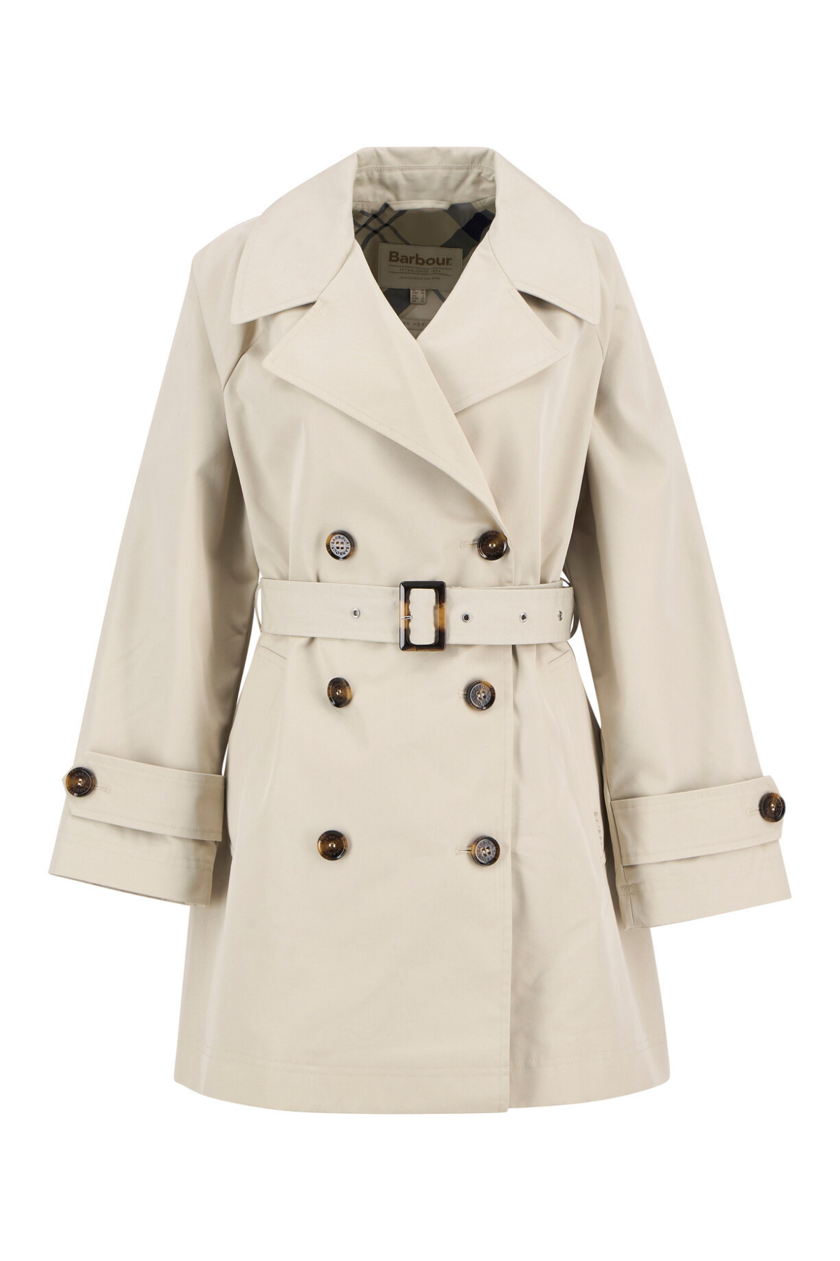 Barbour Adare Trench Showerproof Ceket ST31 Mist/Dress Navy Tartan