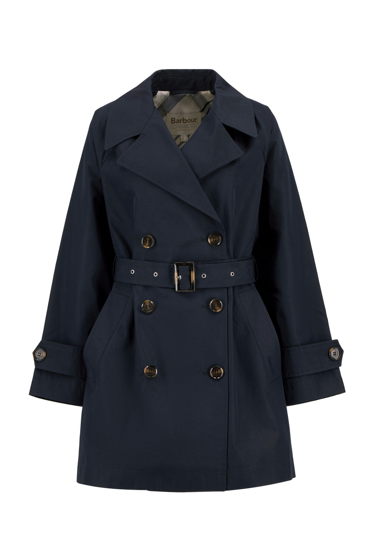 Barbour Adare Trench Showerproof Ceket NY91 Dark Navy / Dress Navy Tartan