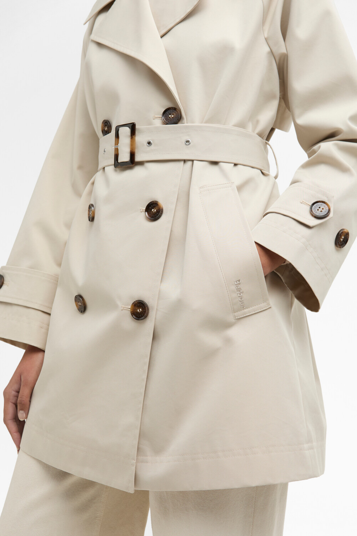 Barbour Adare Trench Showerproof Ceket ST31 Mist/Dress Navy Tartan