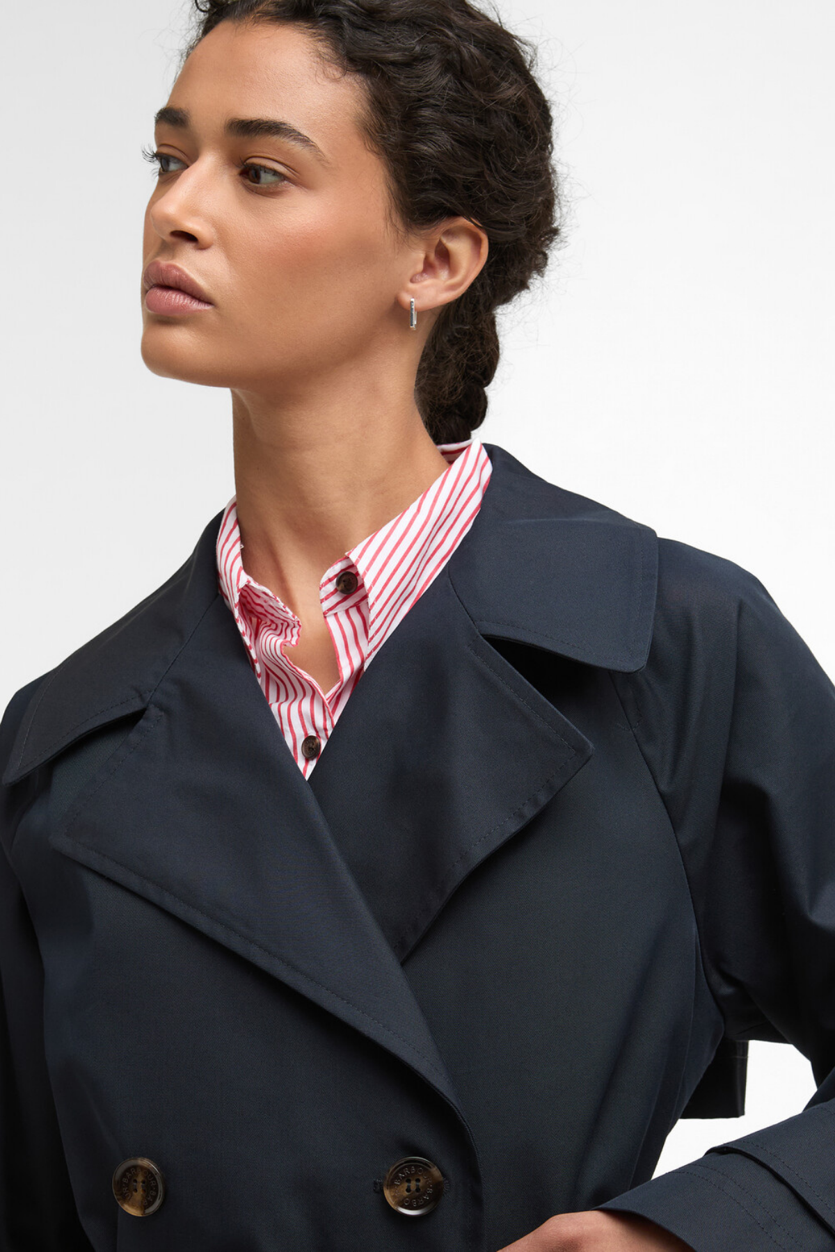 Barbour Adare Trench Showerproof Ceket NY91 Dark Navy / Dress Navy Tartan