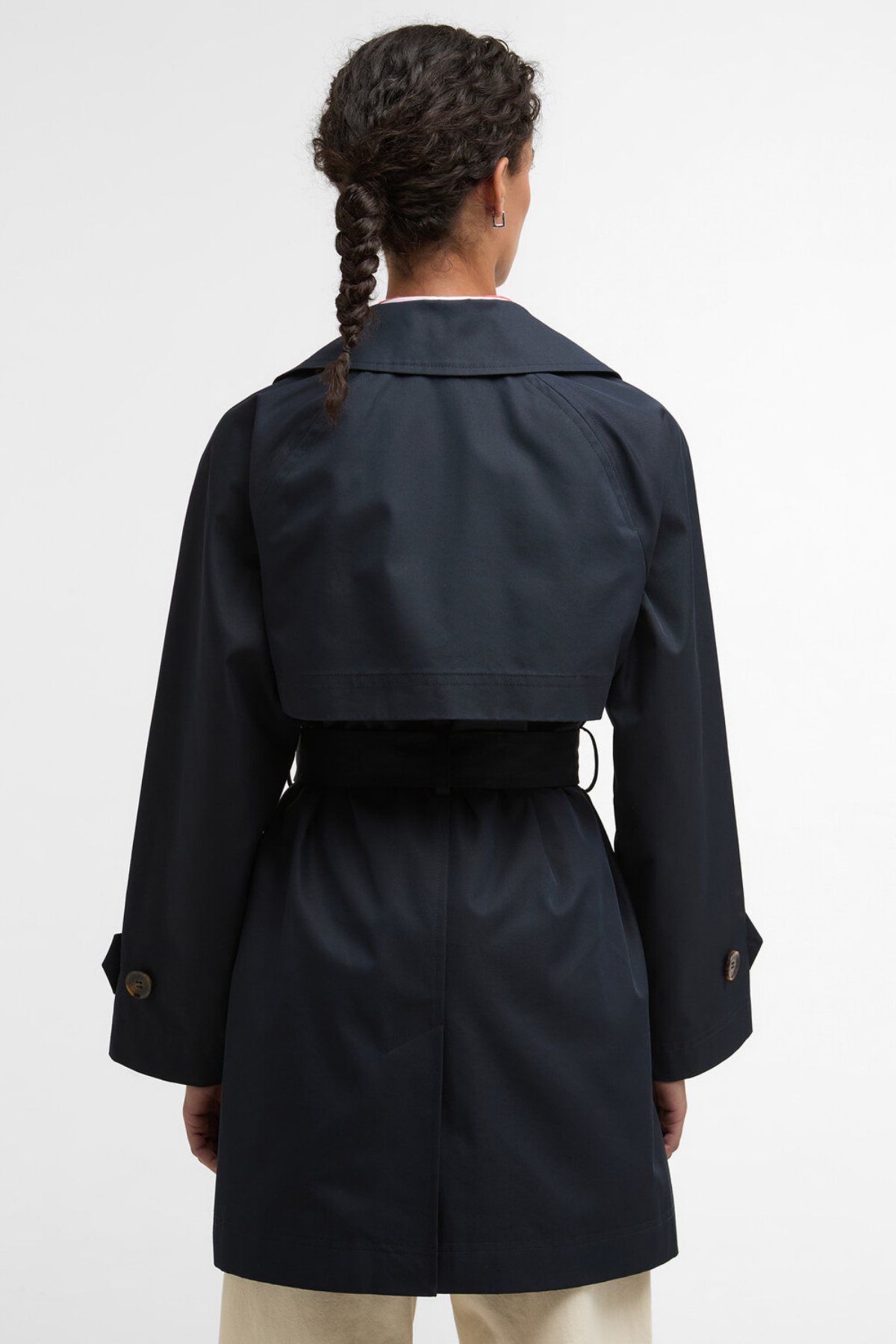 Barbour Adare Trench Showerproof Ceket NY91 Dark Navy / Dress Navy Tartan