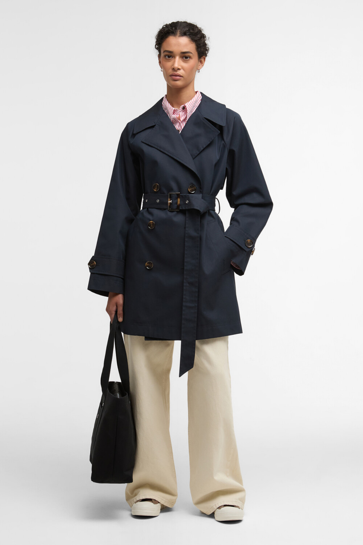 Barbour Adare Trench Showerproof Ceket NY91 Dark Navy / Dress Navy Tartan