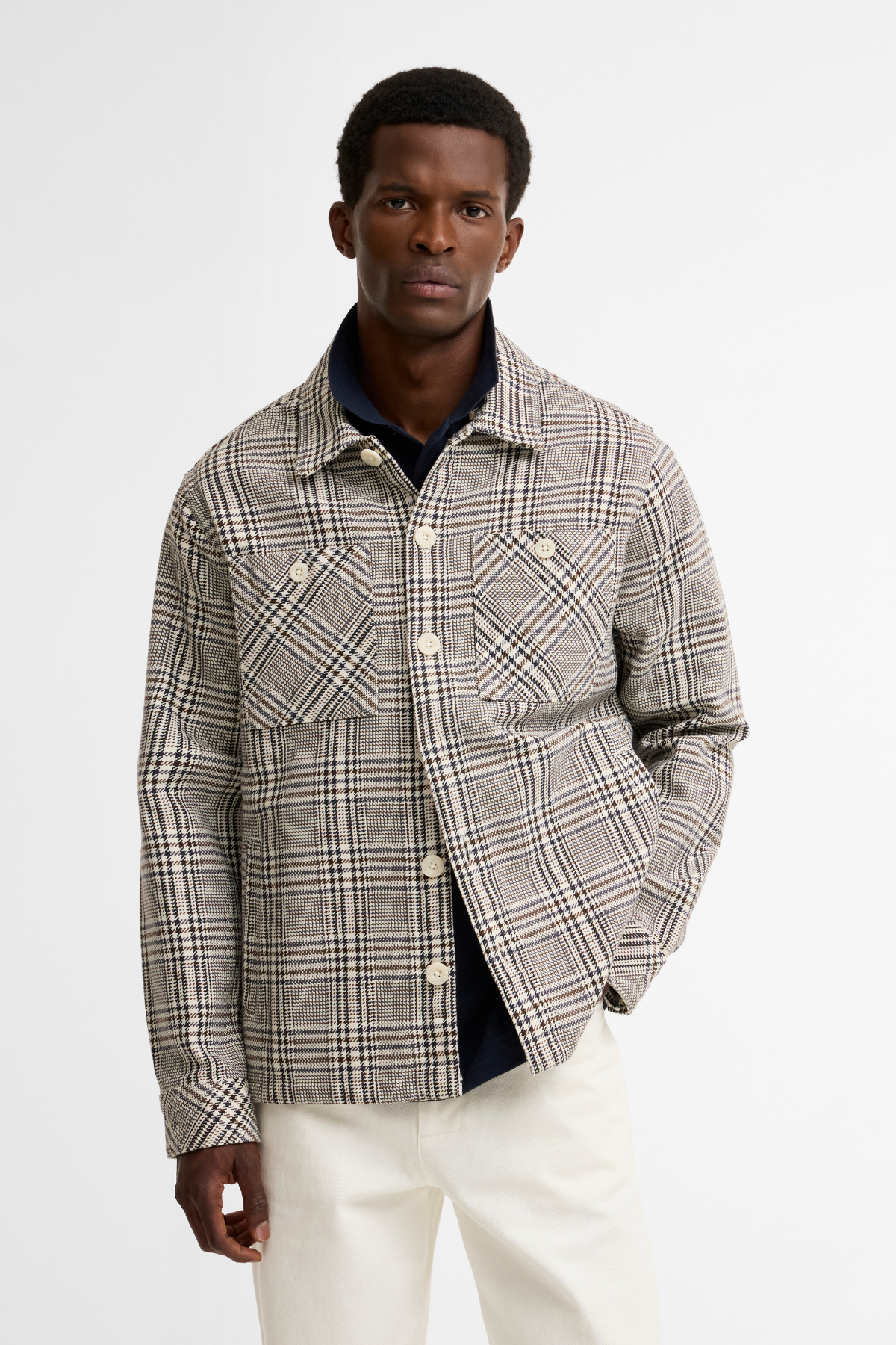 Barbour Alderney Houndstooth Dış Gömlek WH32 Whisper White
