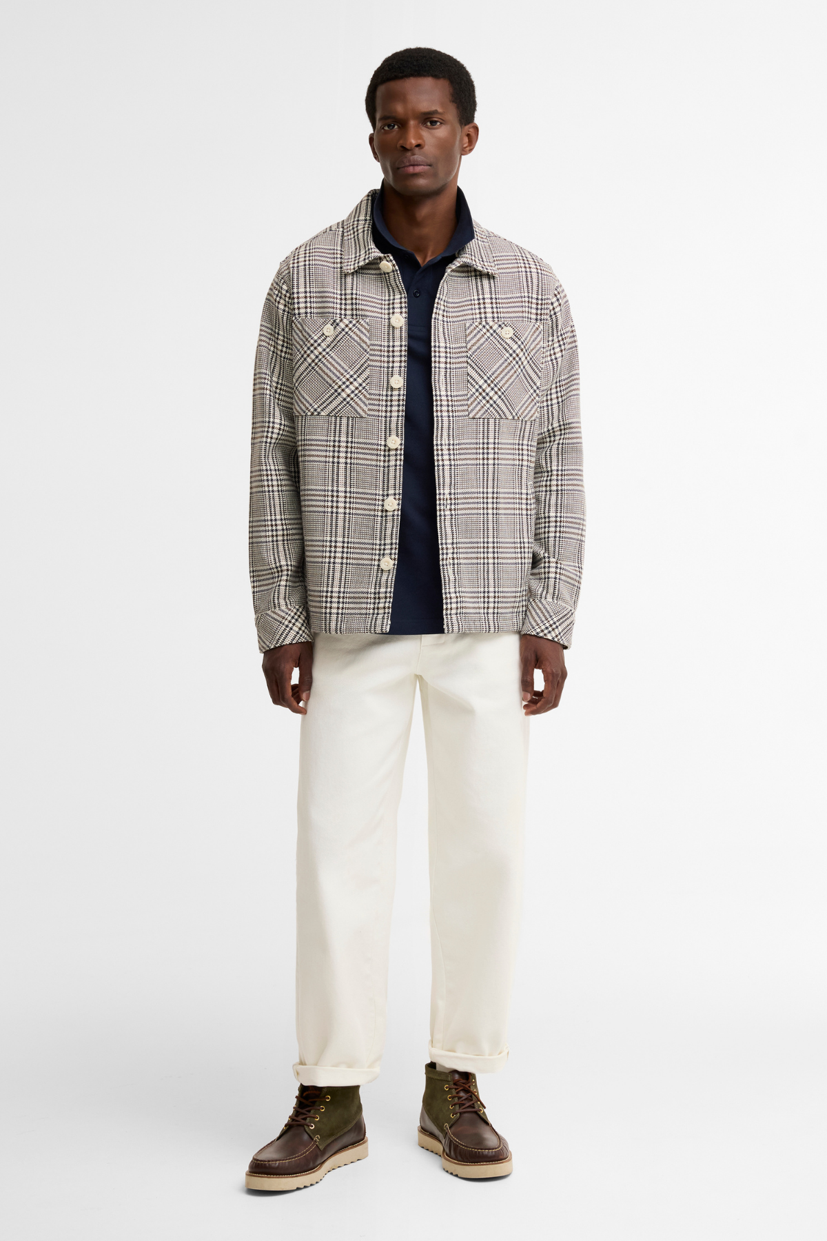 Barbour Alderney Houndstooth Dış Gömlek WH32 Whisper White