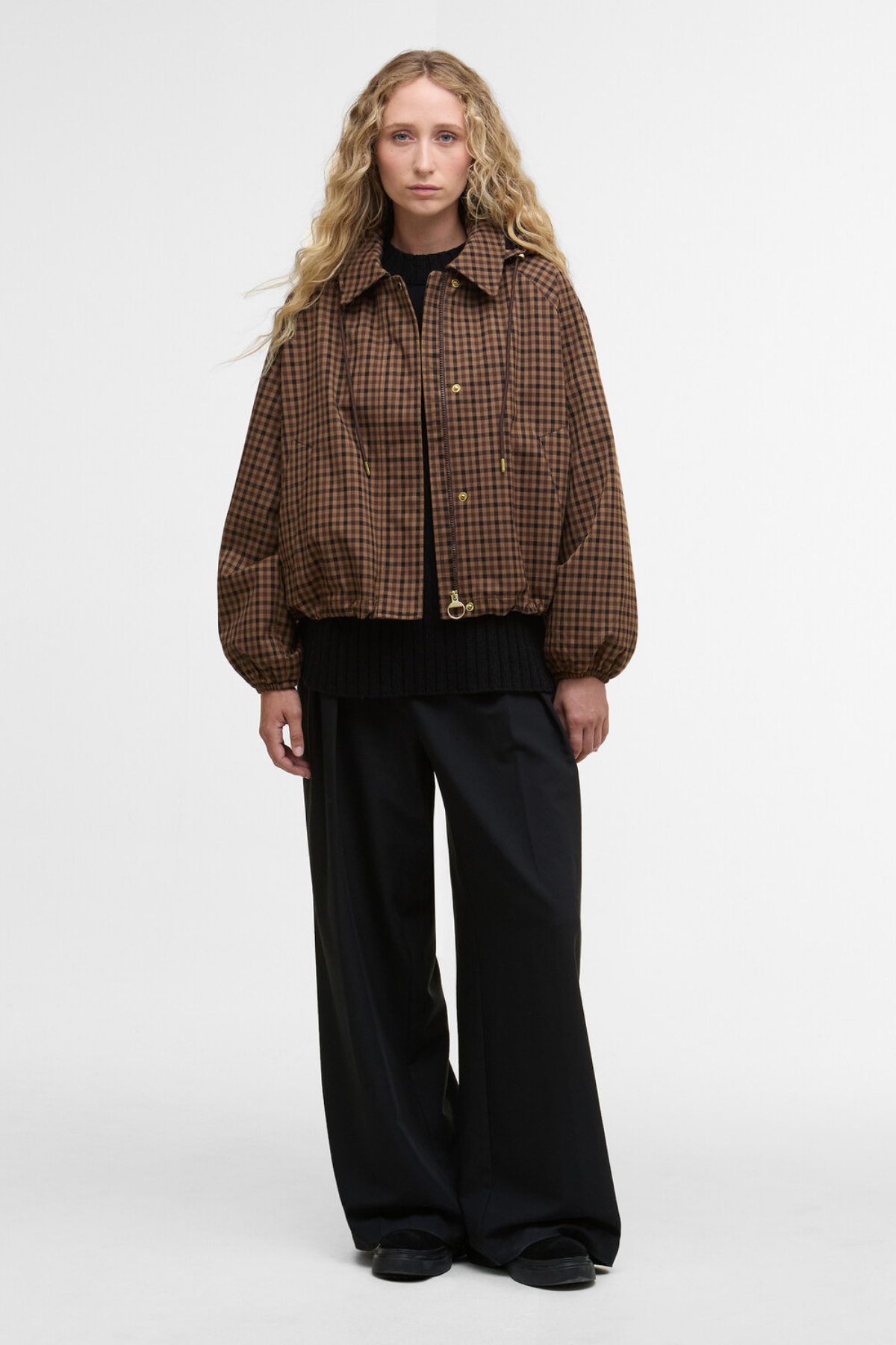 Barbour Audrey Showerproof Ceket BR51 Vicuna Gingham Check