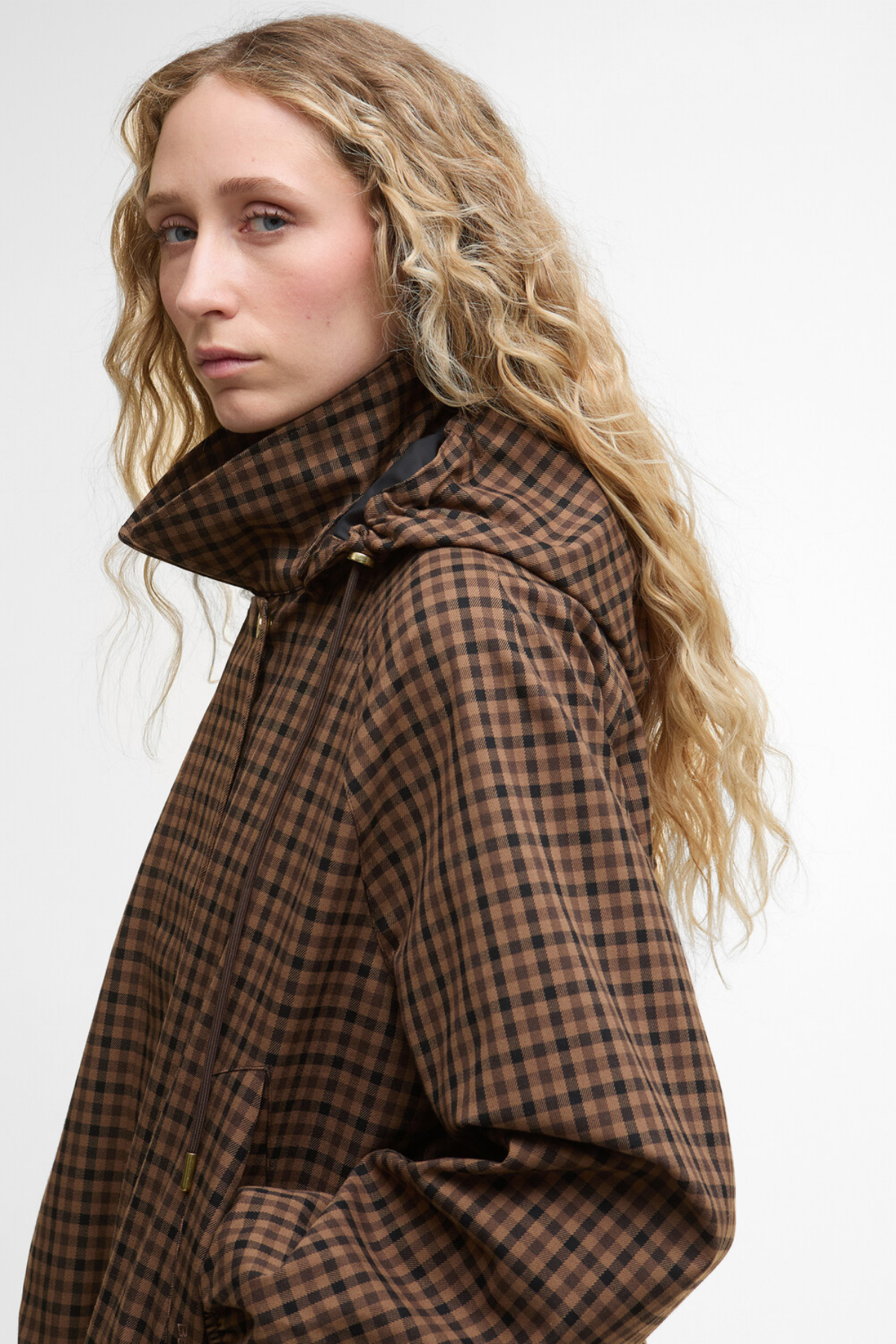 Barbour Audrey Showerproof Ceket BR51 Vicuna Gingham Check
