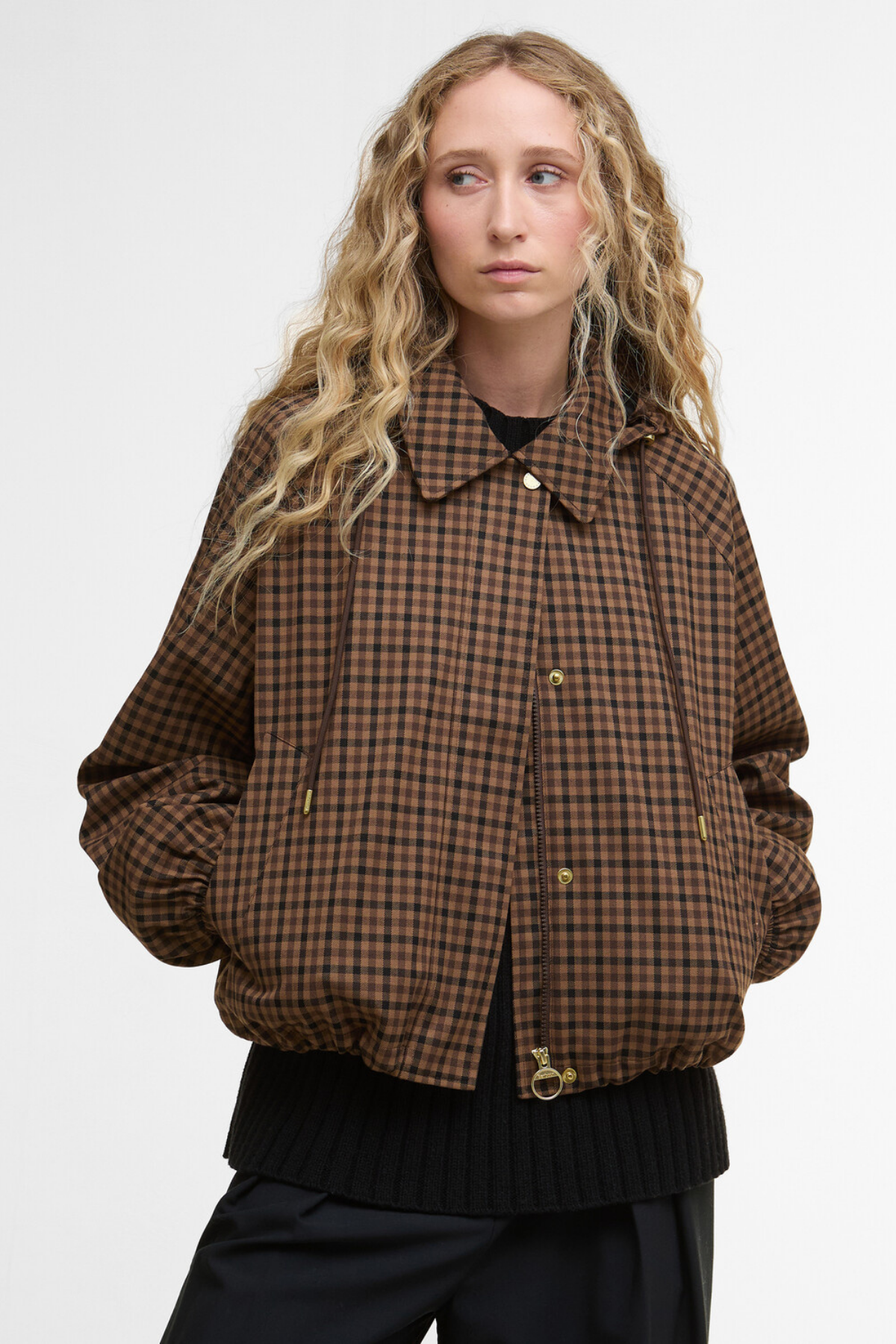 Barbour Audrey Showerproof Ceket BR51 Vicuna Gingham Check