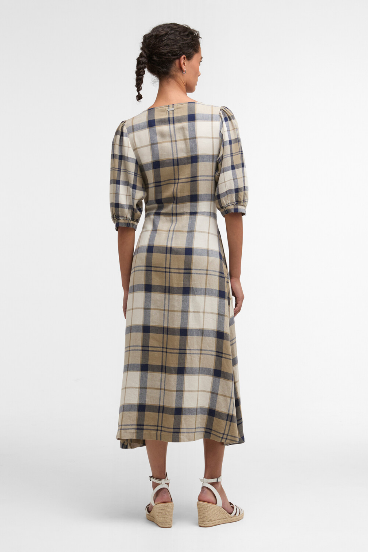 Barbour Ballina Midi Elbise NY51 Dress Navy Tartan