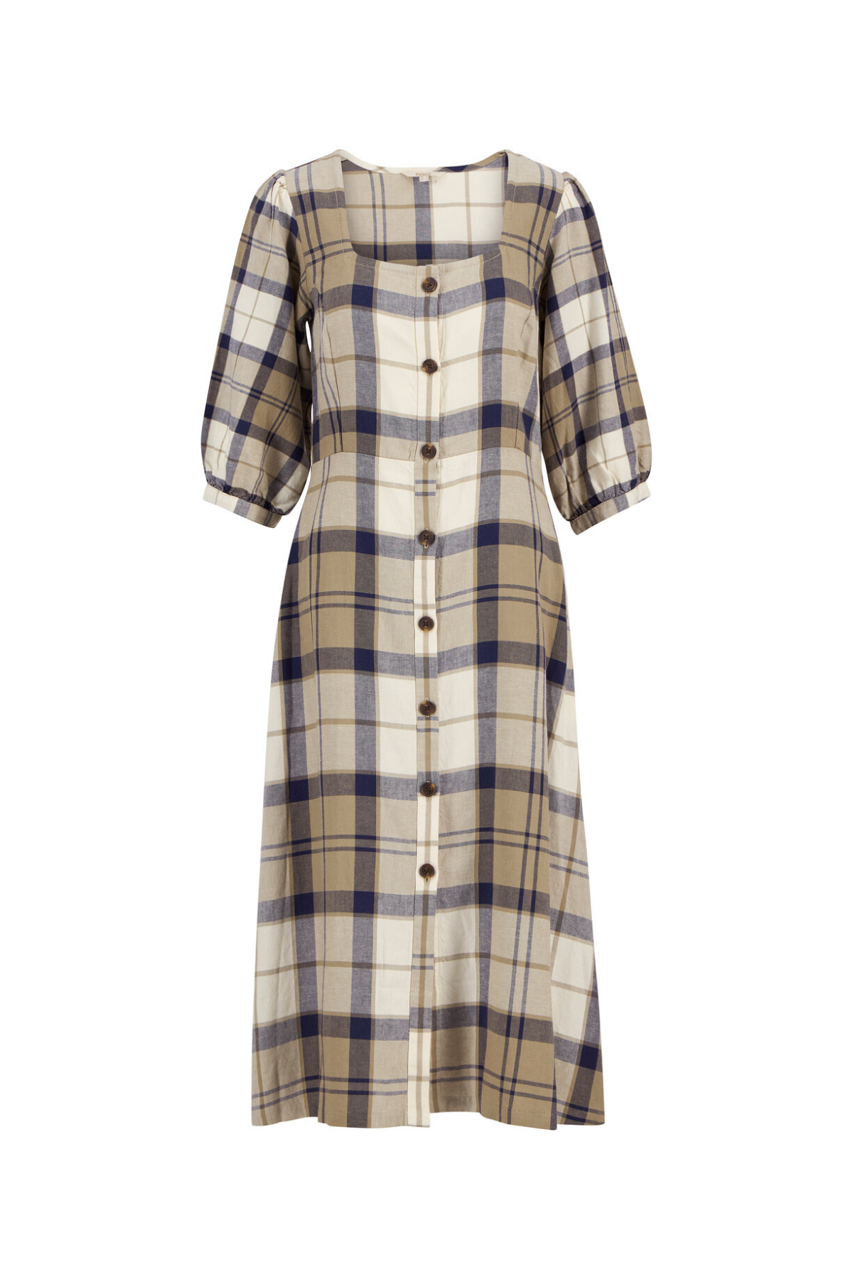Barbour Ballina Midi Elbise NY51 Dress Navy Tartan