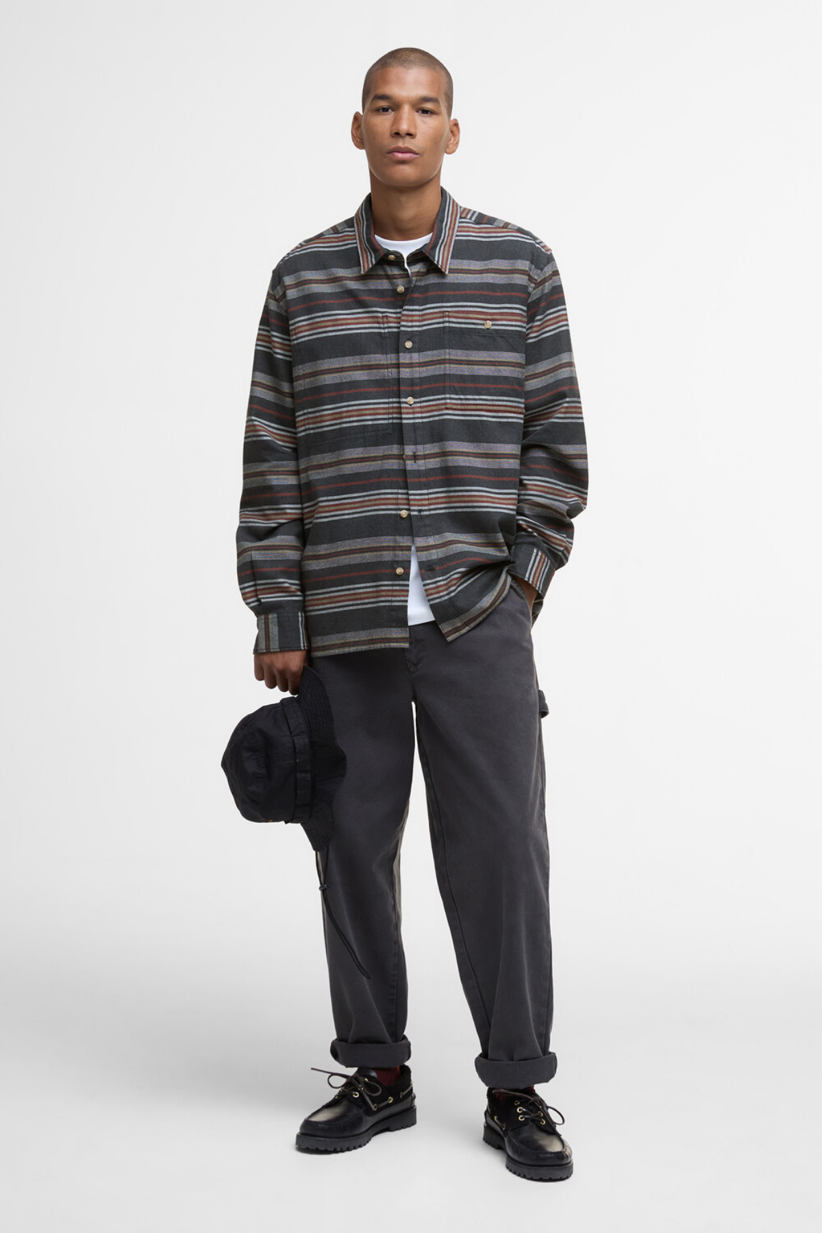 Barbour Bowscale Striped Relaxed Gömlek CH51 Charcoal M.