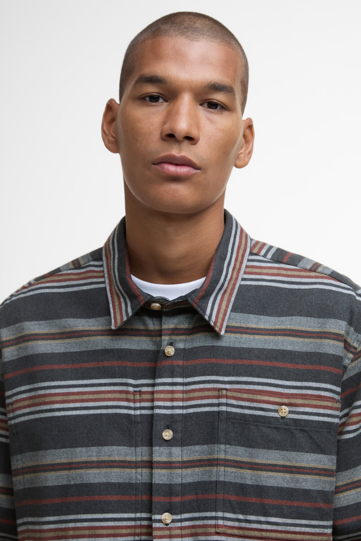 Barbour Bowscale Striped Relaxed Gömlek CH51 Charcoal M.