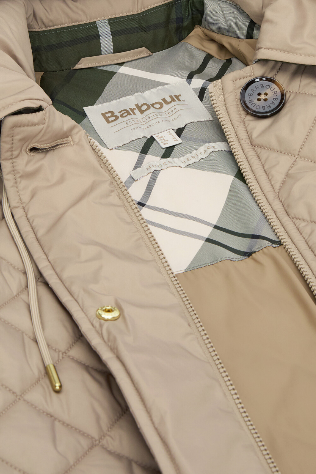 Barbour Cara Kapitone Ceket BE31 Honey/Ancient Poplar