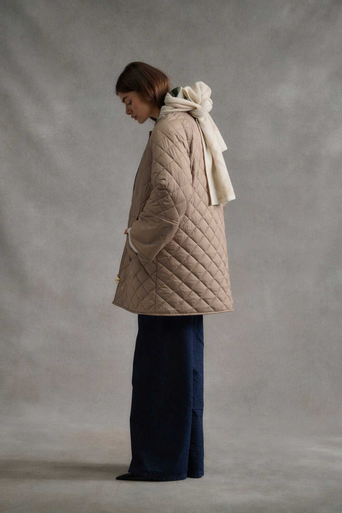 Barbour Cara Kapitone Ceket BE31 Honey/Ancient Poplar
