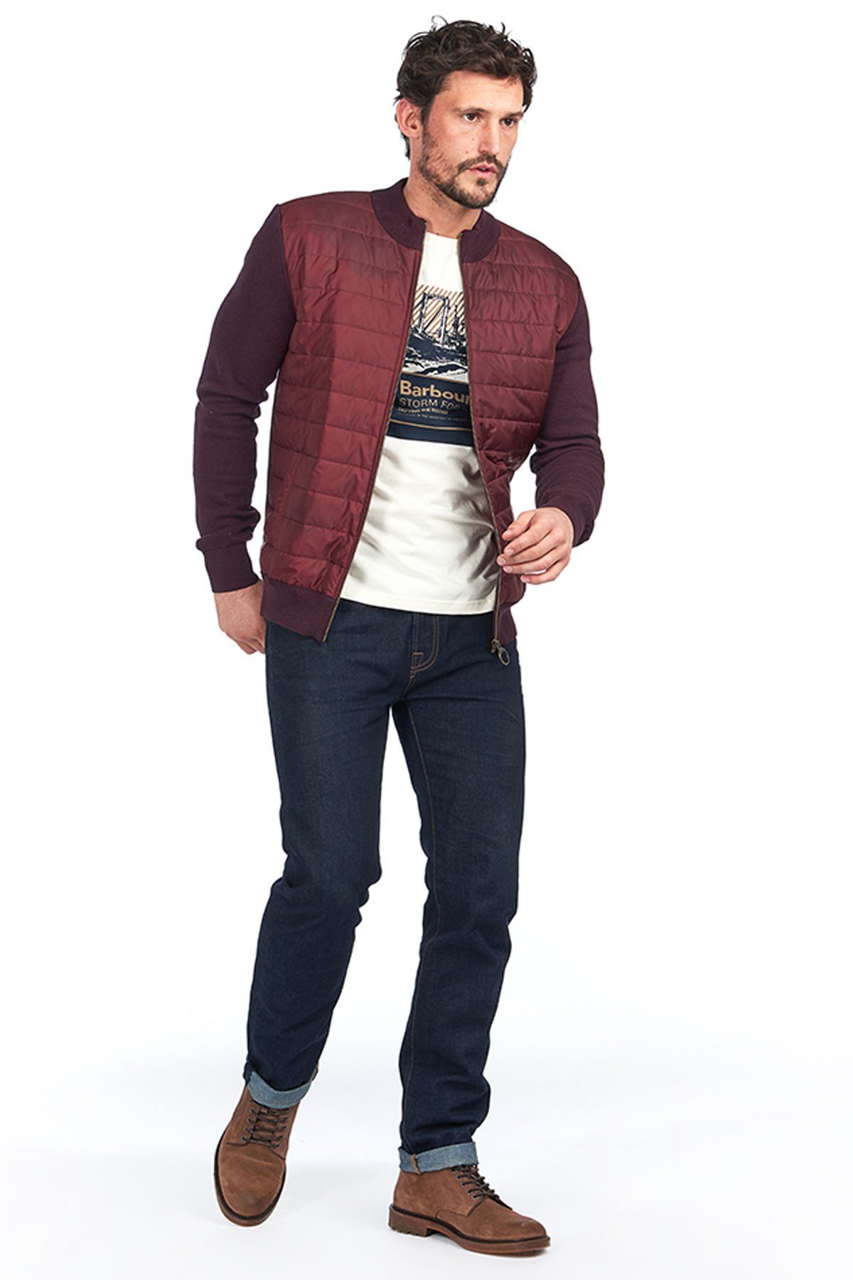 Barbour Carn Baffle Zip Kapitone Hırka RE94 Merlot