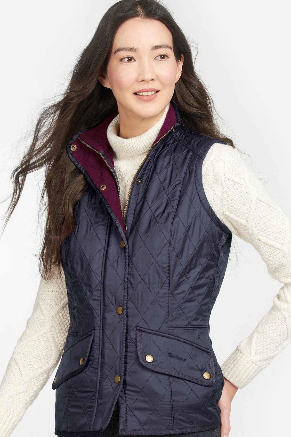 Barbour Cavalry Yelek NY71 Navy/Merlot