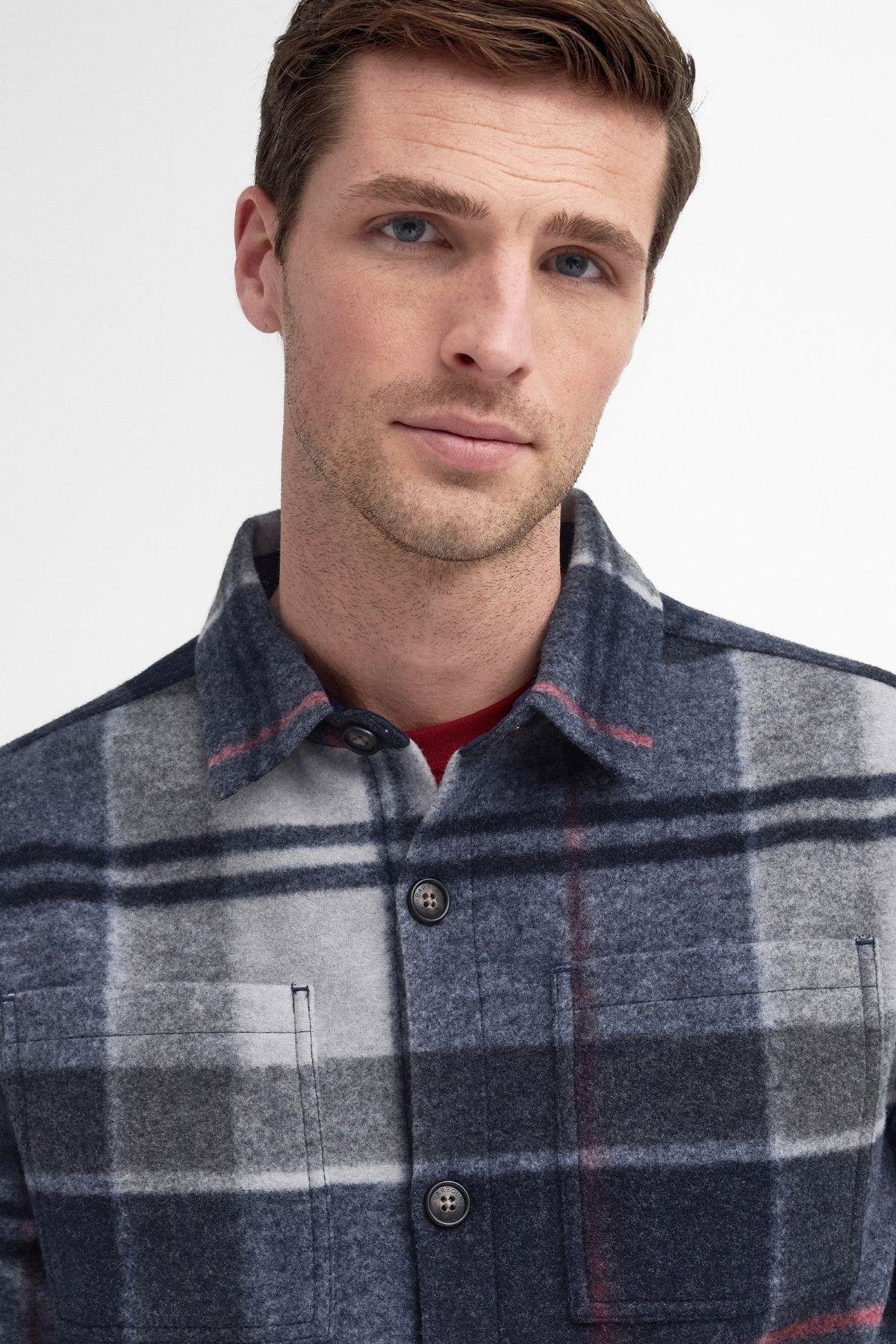 Barbour Chapter Tailored Check Gömlek TN27 Blue Granite