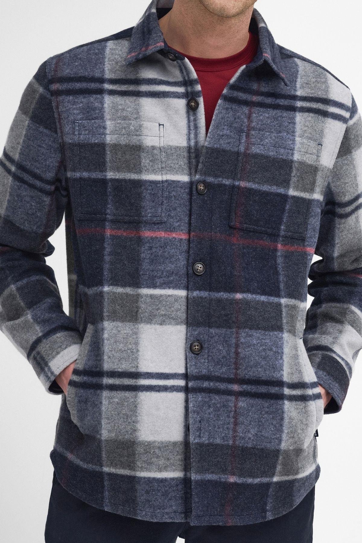 Barbour Chapter Tailored Check Gömlek TN27 Blue Granite