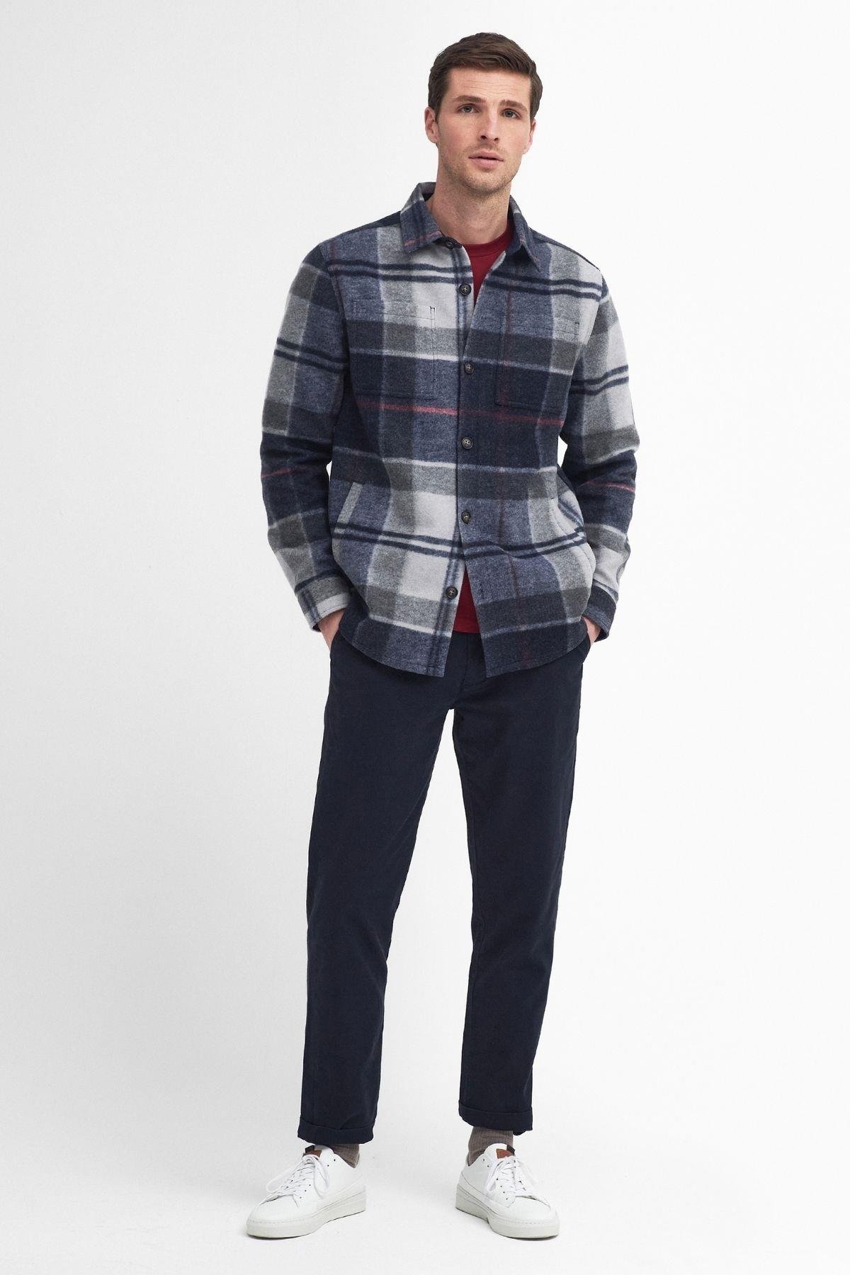 Barbour Chapter Tailored Check Gömlek TN27 Blue Granite