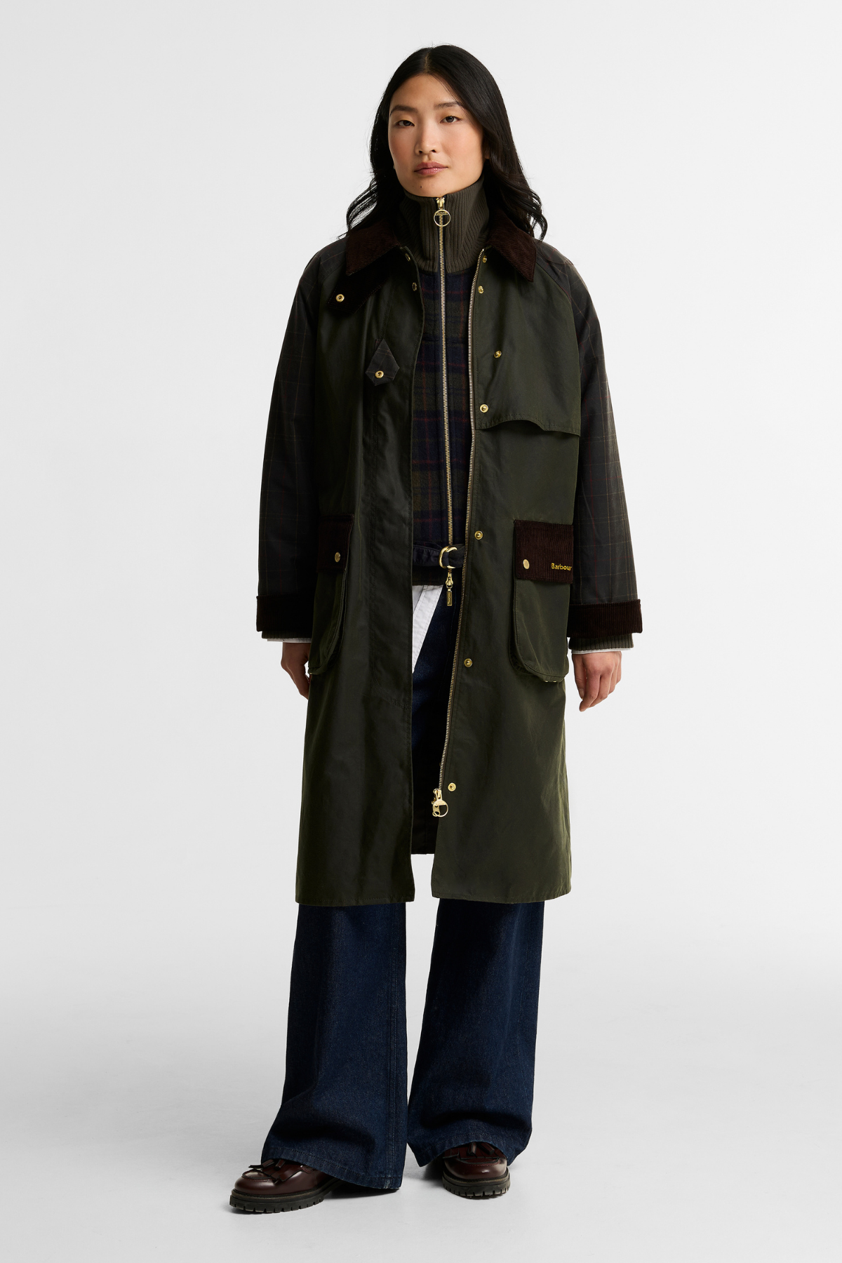 Barbour Checked Kirklees Yağlı Ceket OL52 Fern Classic Shadow Classic