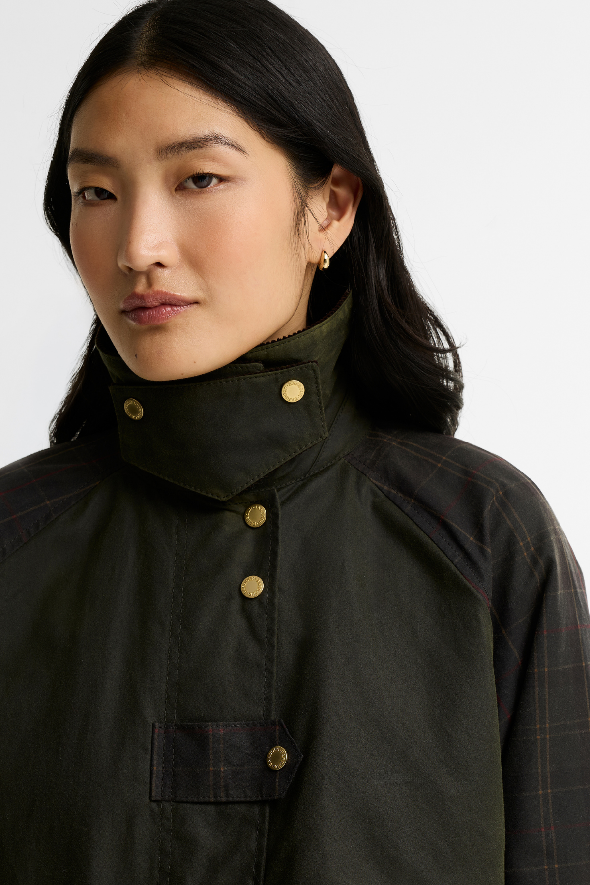 Barbour Checked Kirklees Yağlı Ceket OL52 Fern Classic Shadow Classic