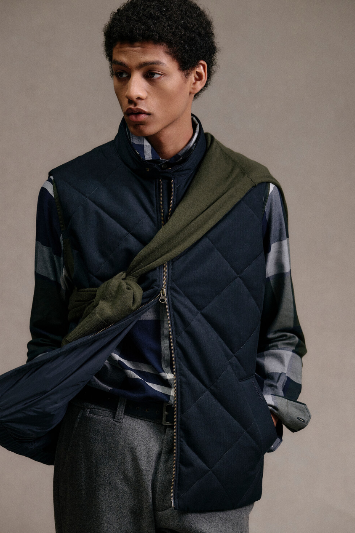 Barbour City Harrington Kapitone Yelek NY91 Navy