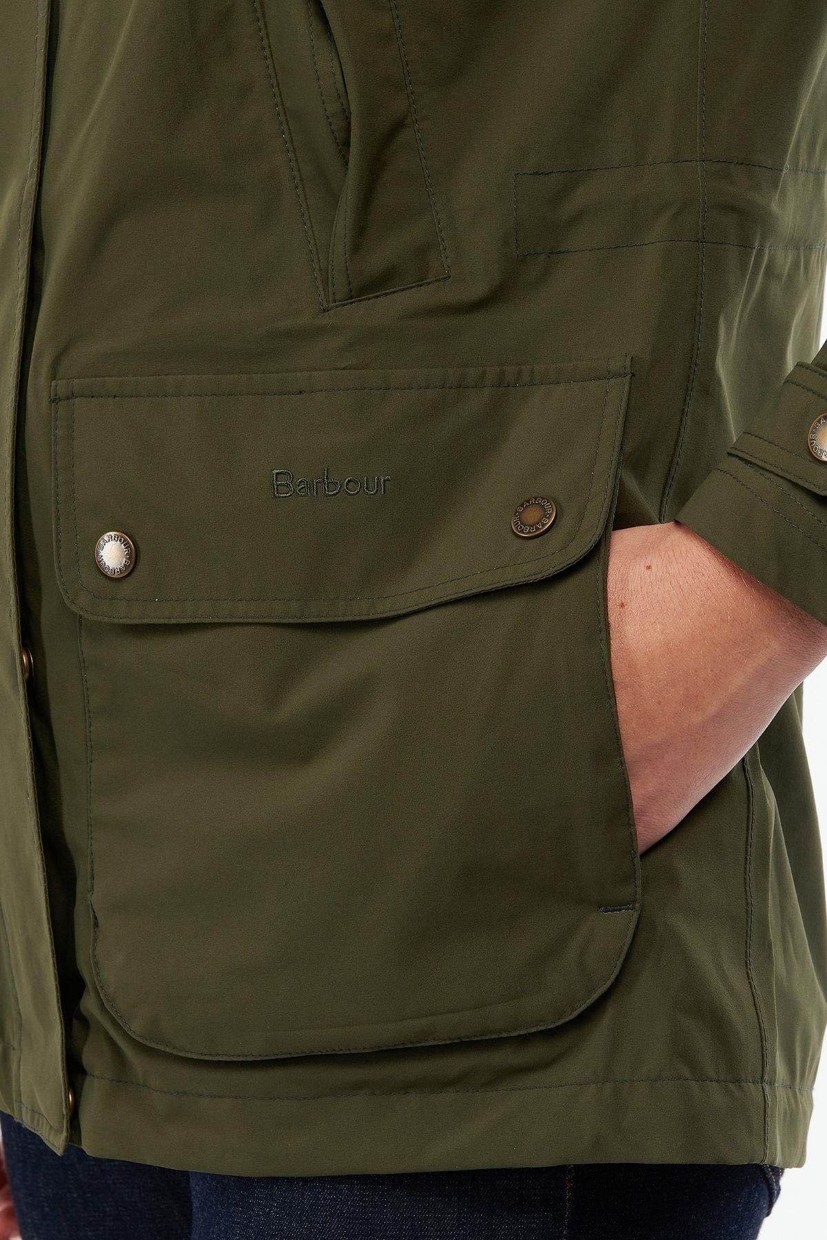 Barbour Clyde Waterproof Ceket OL51 Olive/Olive Pink Tartan
