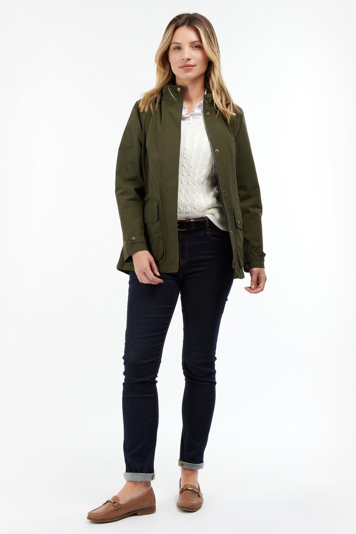 Barbour Clyde Waterproof Ceket OL51 Olive/Olive Pink Tartan