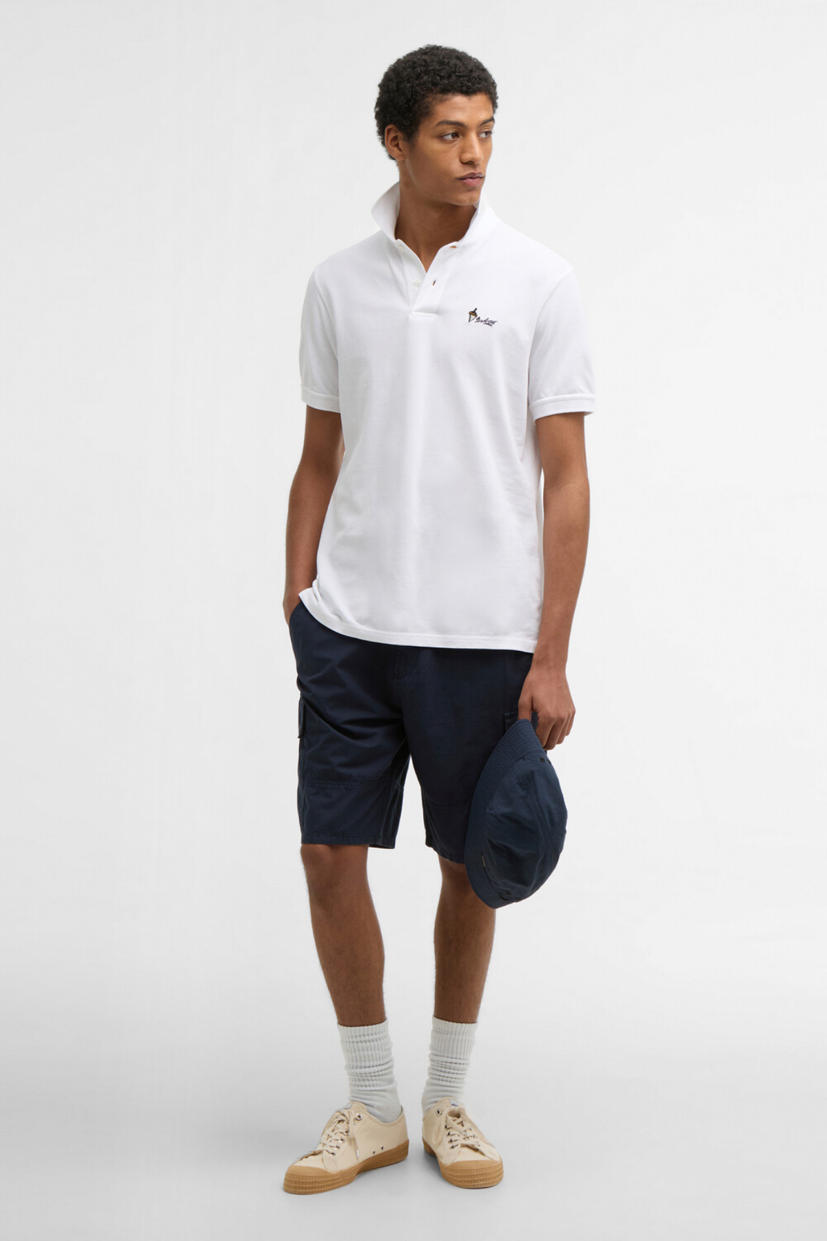 Barbour Comebe Tailored Fit Polo Yaka WH11 White