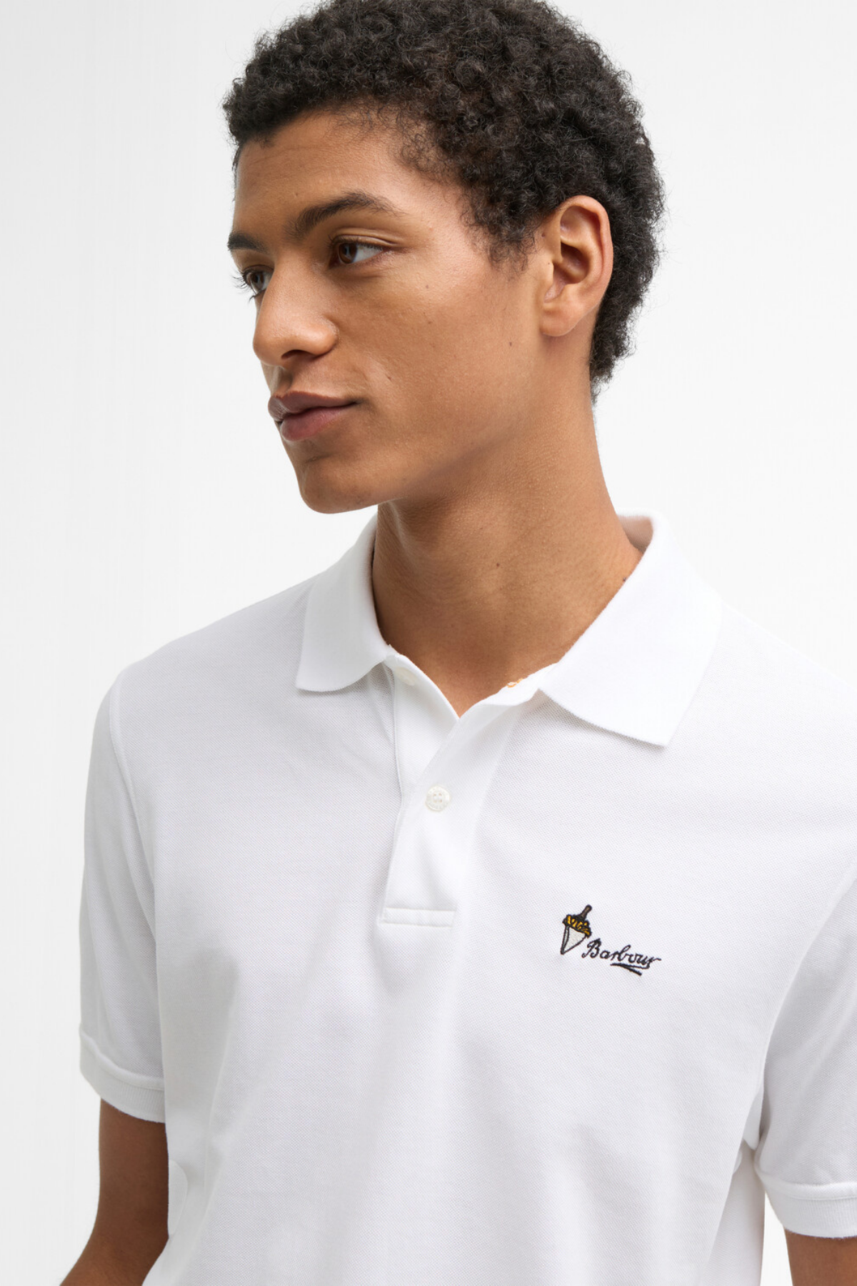 Barbour Comebe Tailored Fit Polo Yaka WH11 White