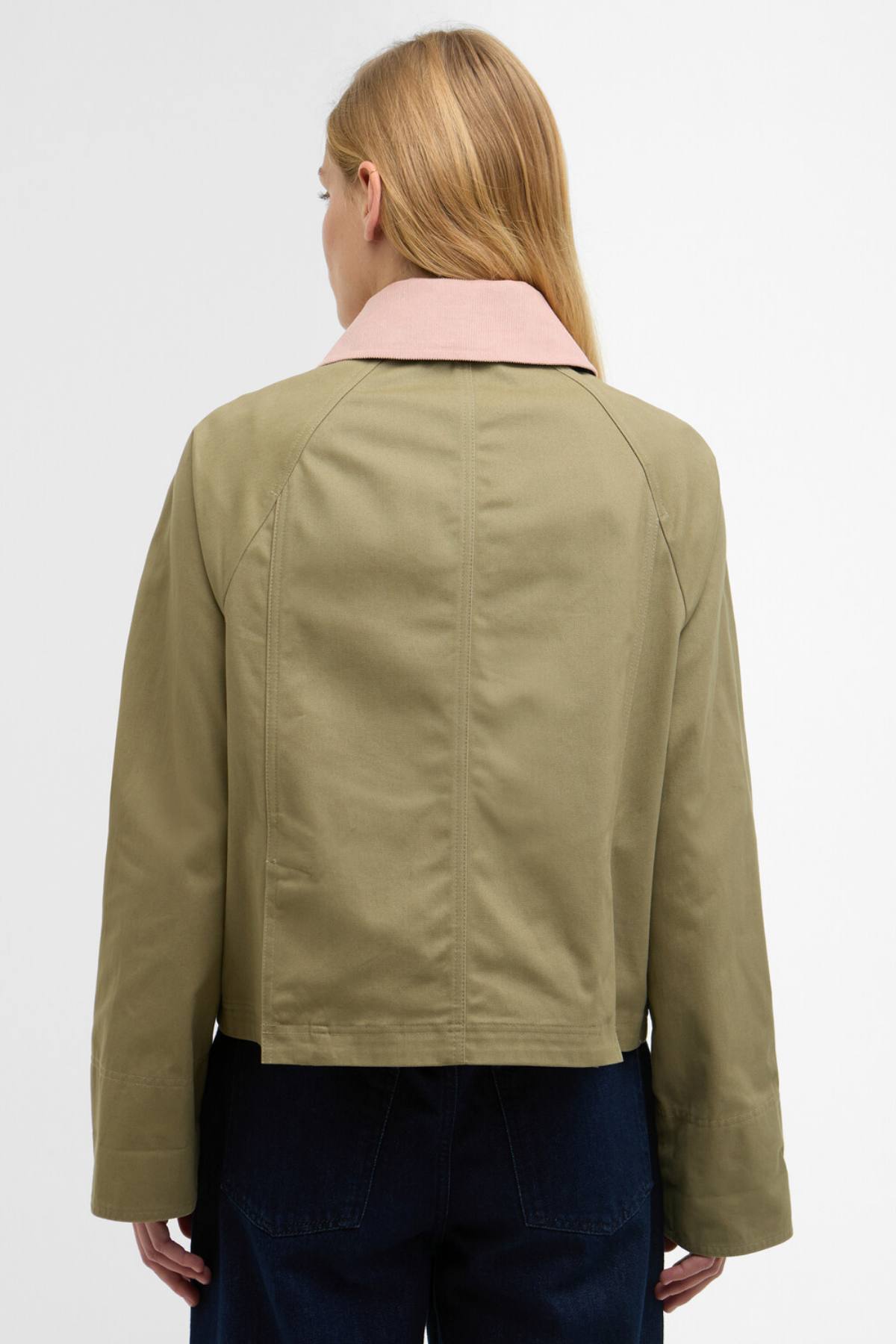Barbour Cropped Beadnell Casual Ceket OL31 Bleached Olive/Ancient/Gardenia