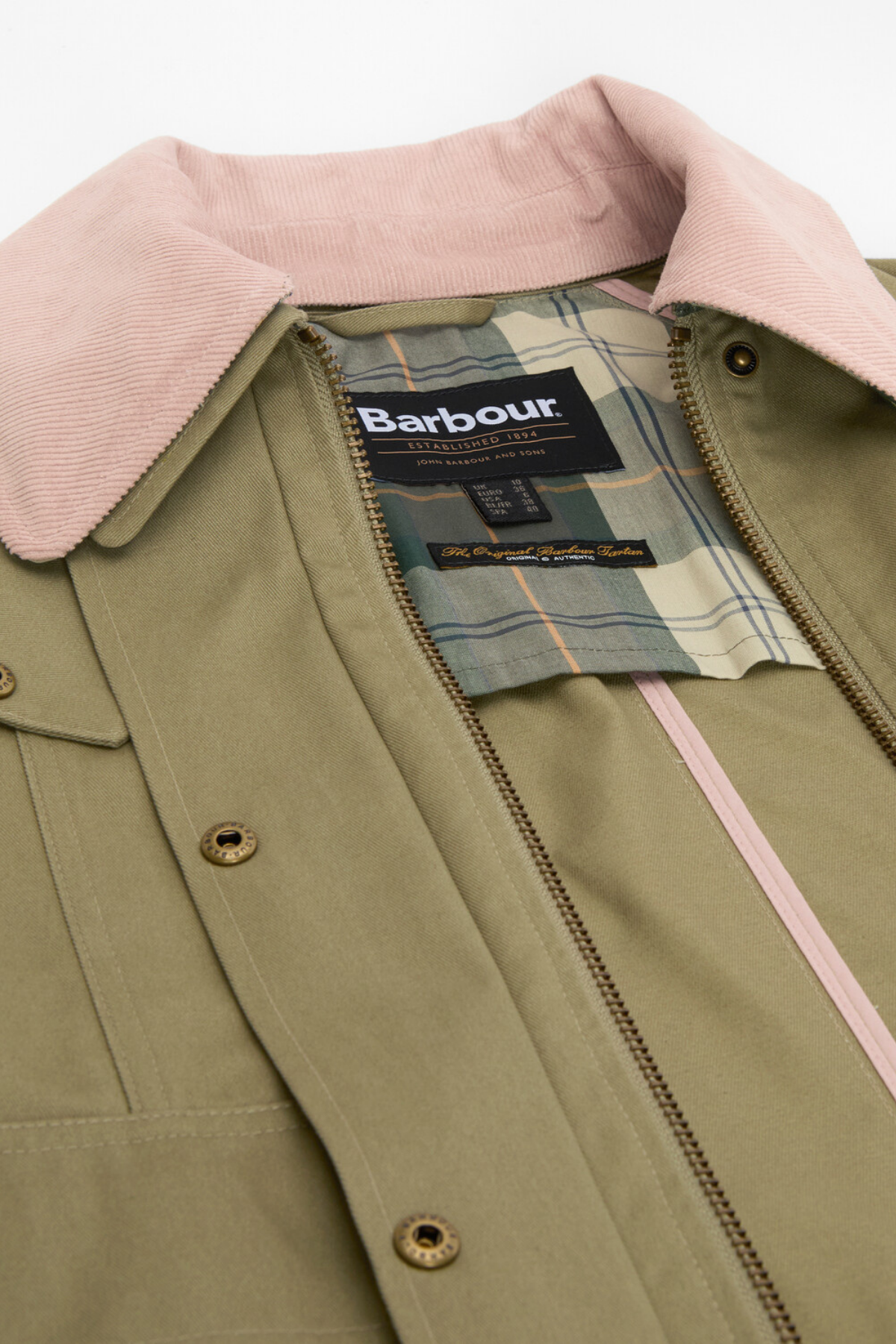 Barbour Cropped Beadnell Casual Ceket OL31 Bleached Olive/Ancient/Gardenia