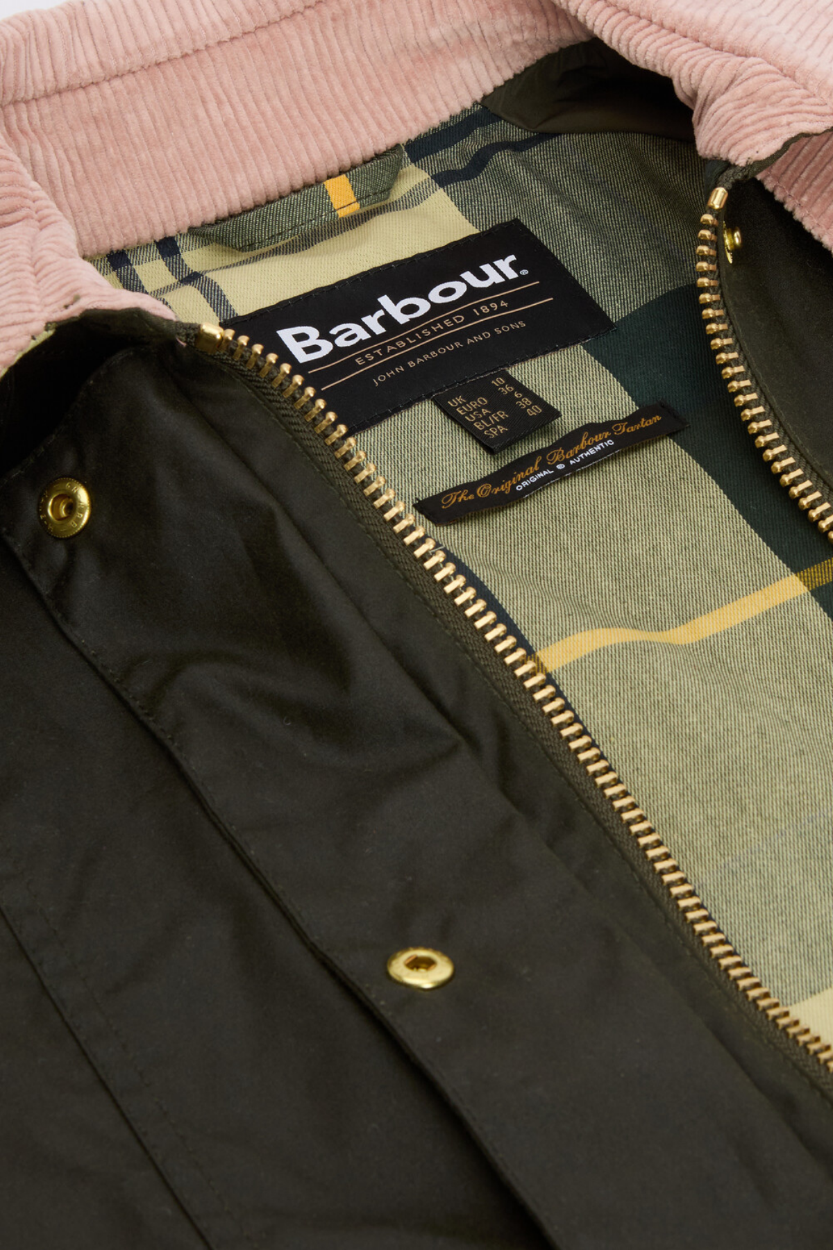 Barbour Cropped Beadnell Yağlı Ceket OL99 Archive Olive/Ancient/Gardenia