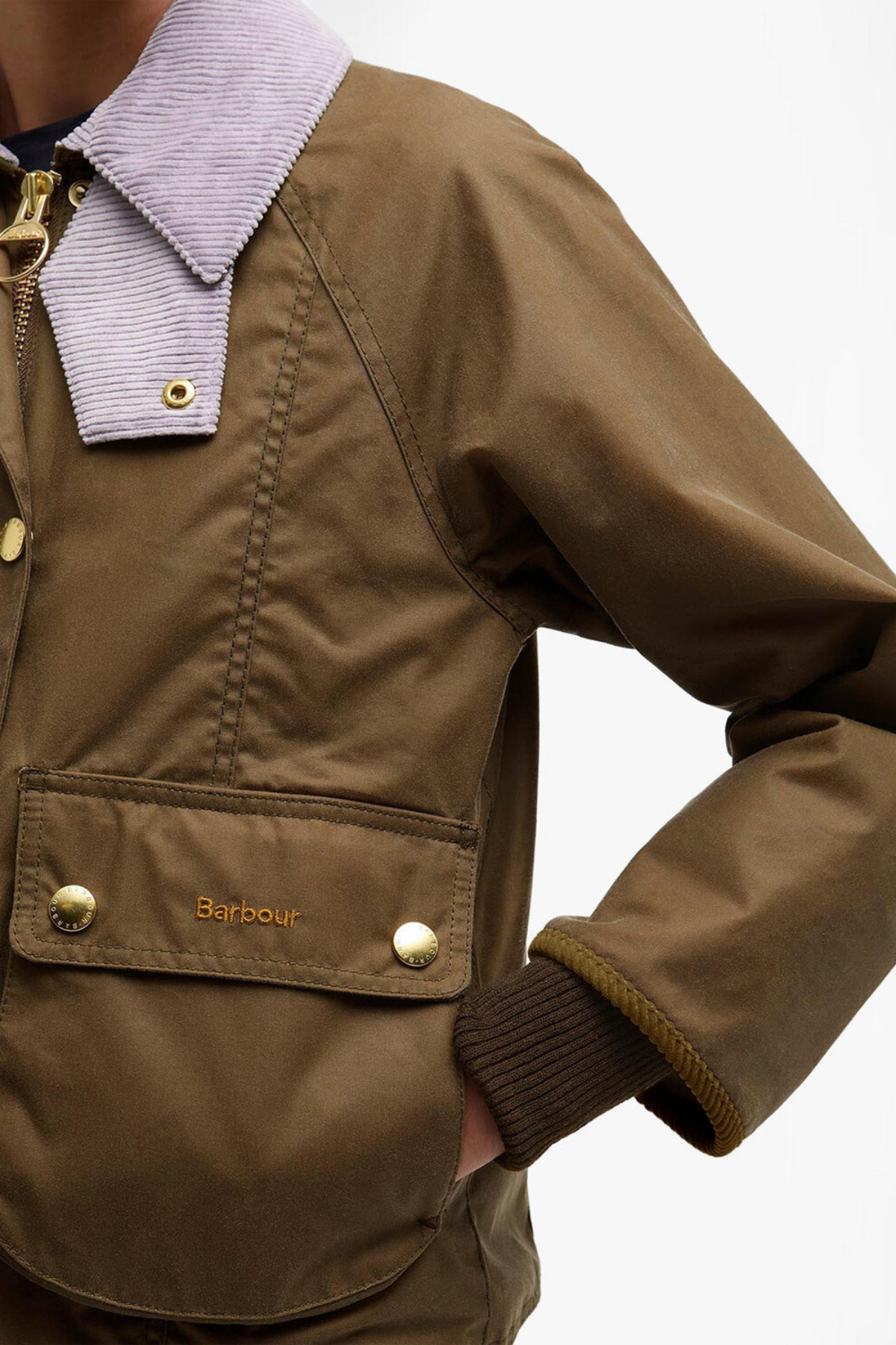 Barbour Cropped Beadnell Yağlı Ceket SN31 Sand/Dress/Heather Mist