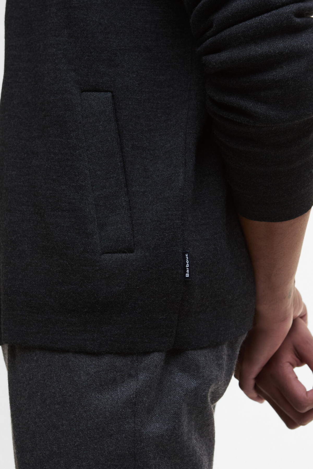 Barbour Croscombe Knitted Zip Through Hırka CH51 Charcoal M.
