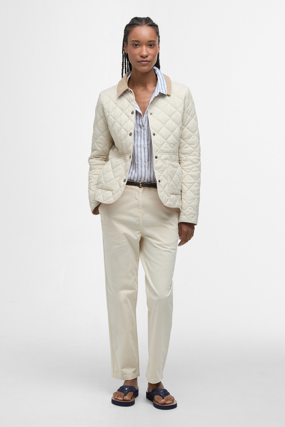 Barbour Deveron Kapitone Ceket CR52 Light Pearl/Pale Pink