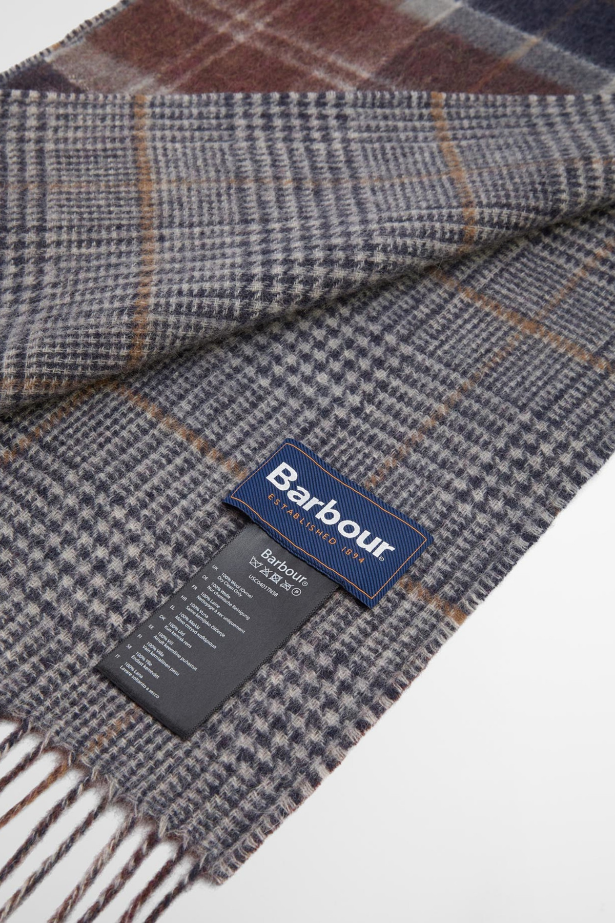 Barbour Dramside Çift Taraflı Atkı TN38 Midnight Oak Tartan