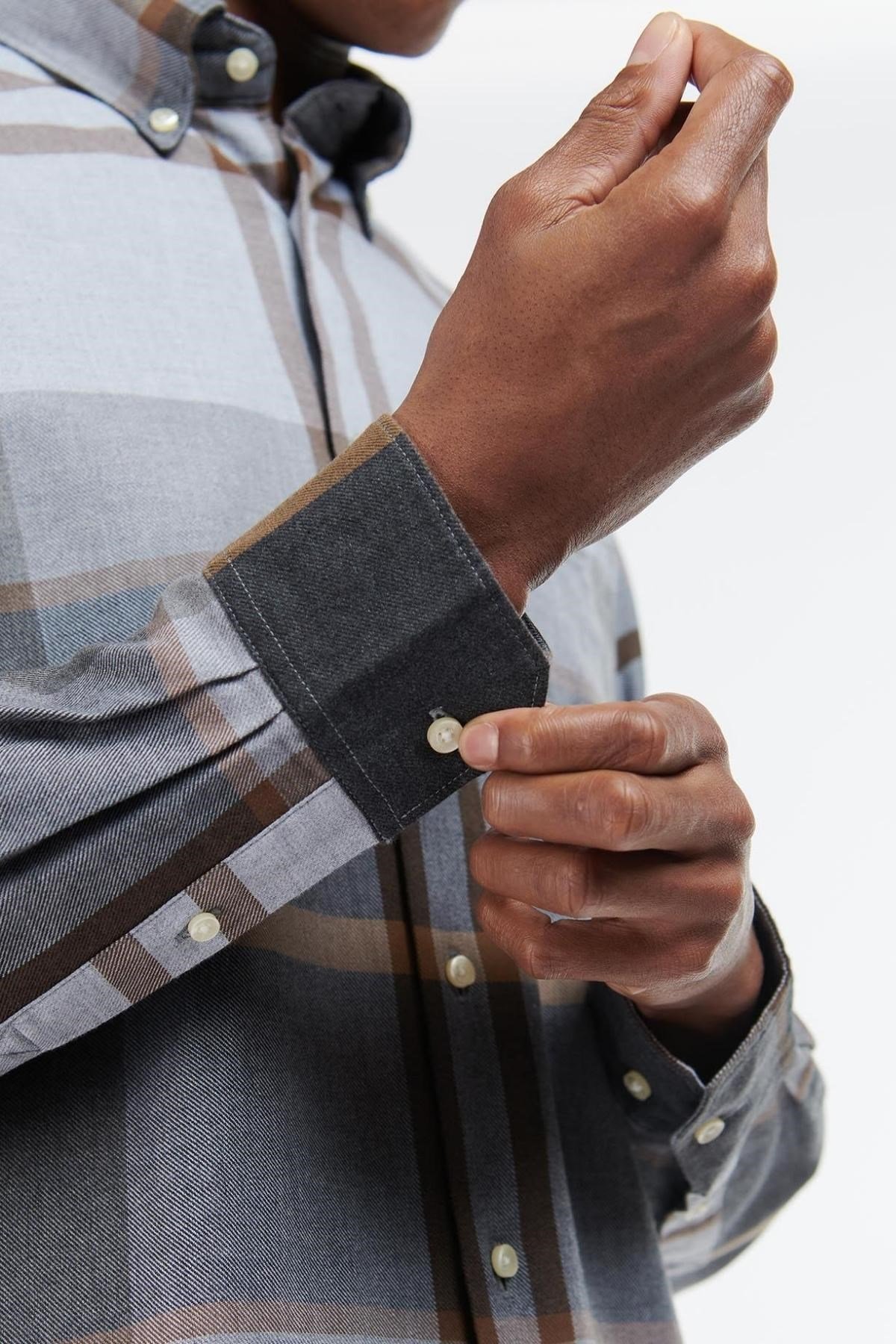 Barbour Dunoon Tailored Gömlek TN86 Greystone