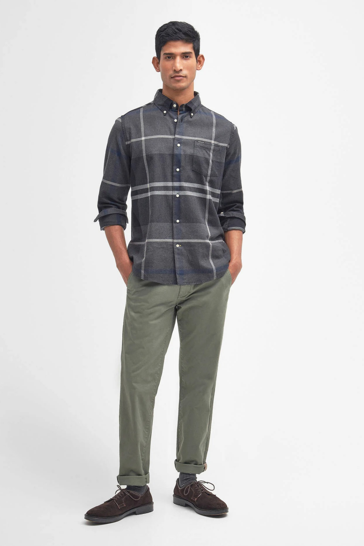 Barbour Dunoon Tailored Tartan Gömlek GY38 Graphit