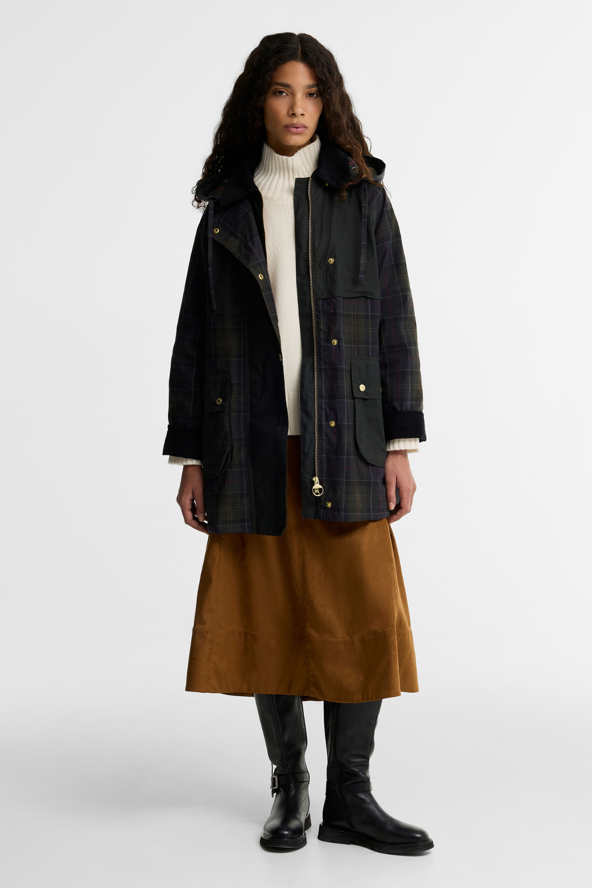Barbour Elsie Casual Ceket TN11 Shadow Classic Dk Fern Mixed Tartan