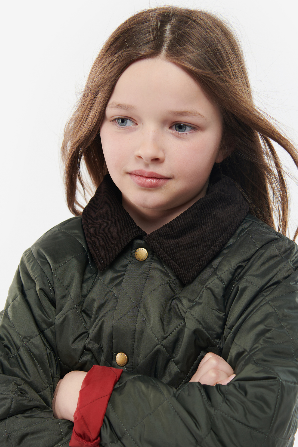 Barbour Erkek Çocuk Liddesdale Kapitone Ceket OL75 Olive-Red